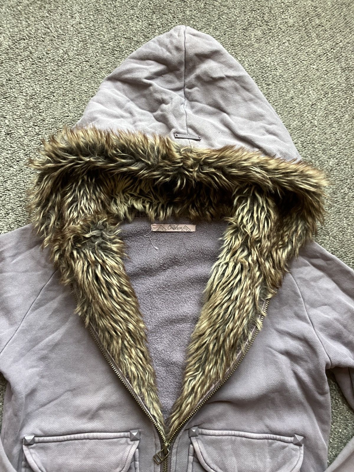 Other OXYGEN faux fur hood zip hoodie with diamond studs Size S / US 4 / IT 40 - 3 Thumbnail