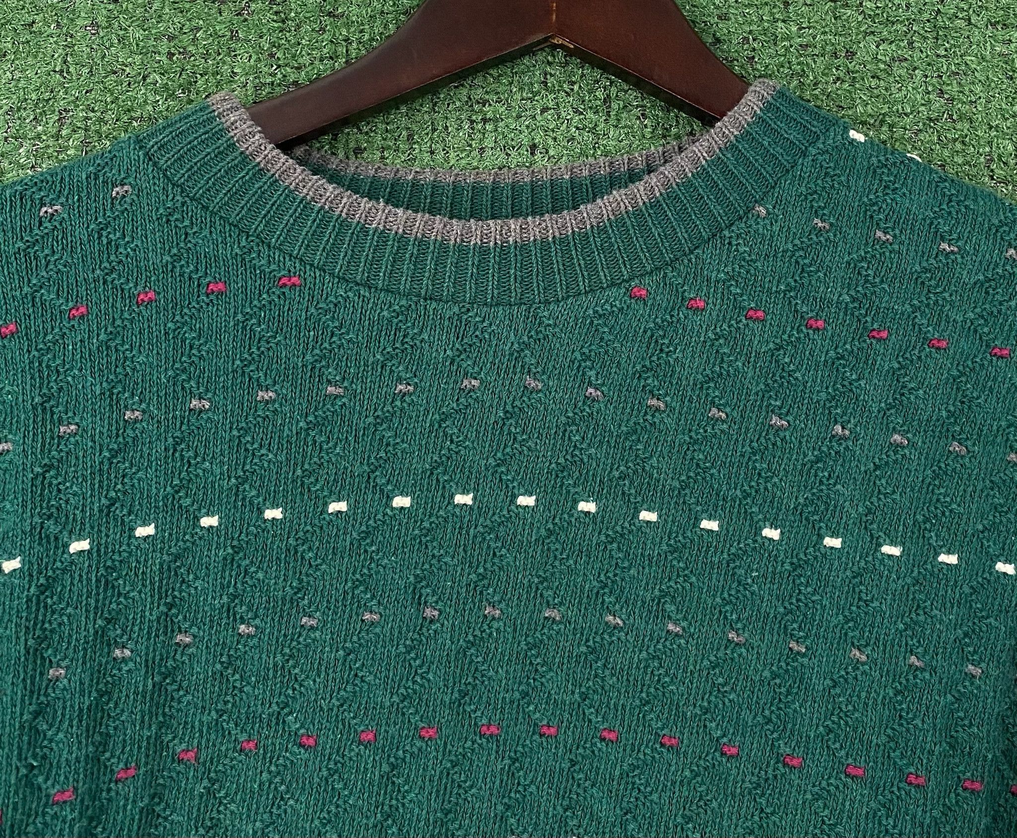 Other 90’s J G Hook Forest Green Patterned Cotton Sweater Larg Size US L / EU 52-54 / 3 - 2 Thumbnail
