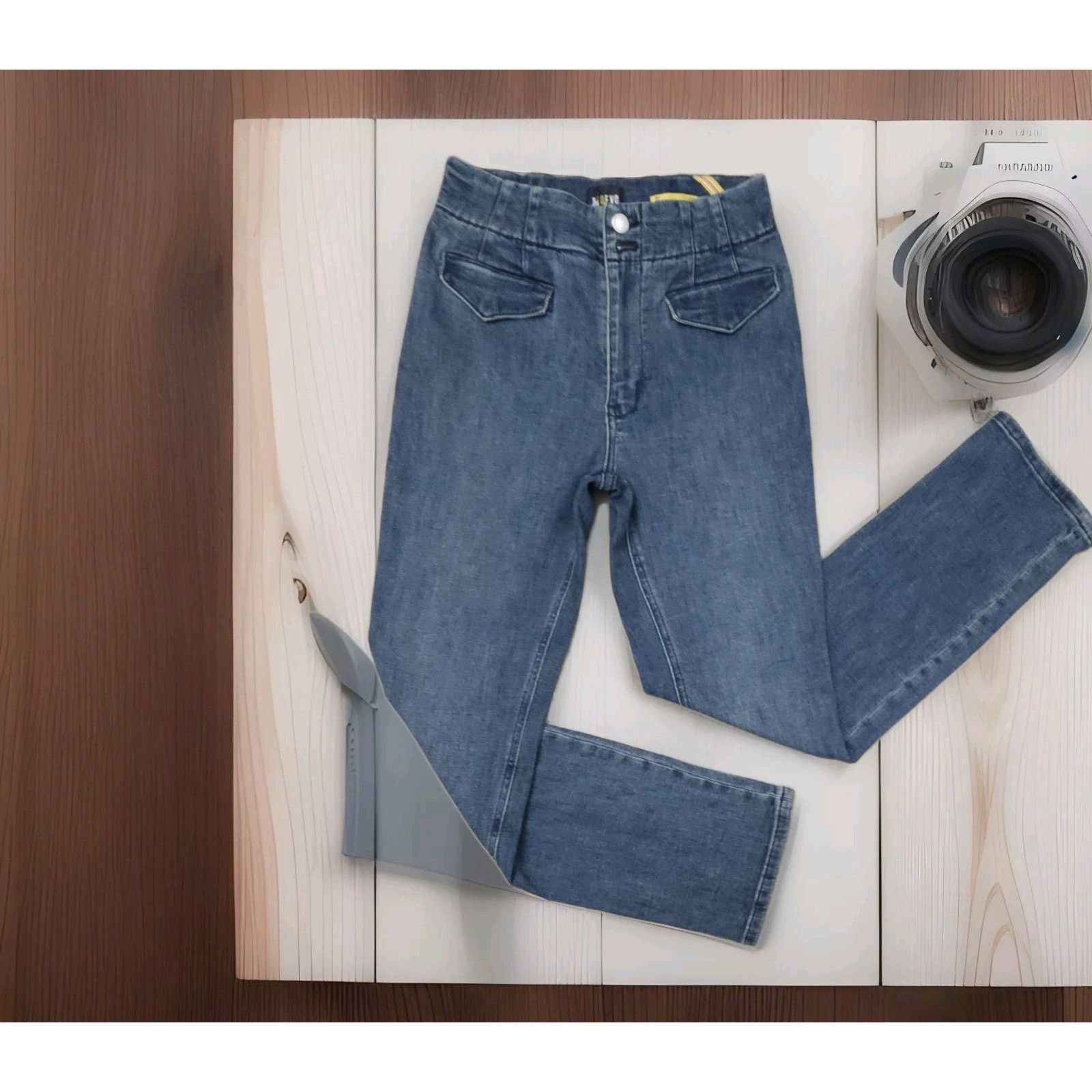Anthropologie Anthropologie x Maeve High-Rise Front Flap Pockets Straight Size 27" / US 4 / IT 40 - 2 Thumbnail