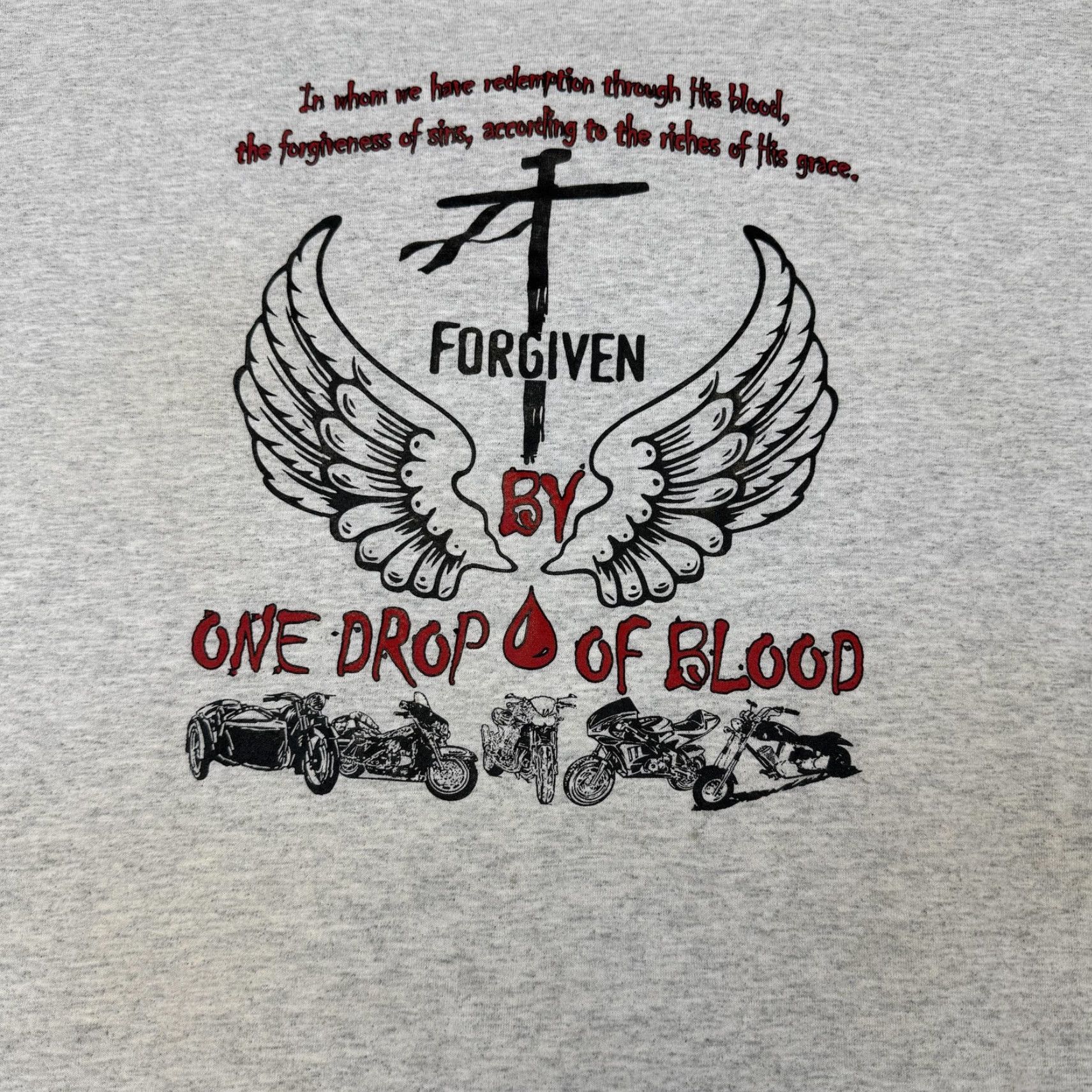 Jerzees Biker Jesus Tee Mens 2XL T-Shirt Graphic Print Crew Neck Short Sleeve Gray Religious Motorcycle Church Size US XXL / EU 58 / 5 - 2 Thumbnail