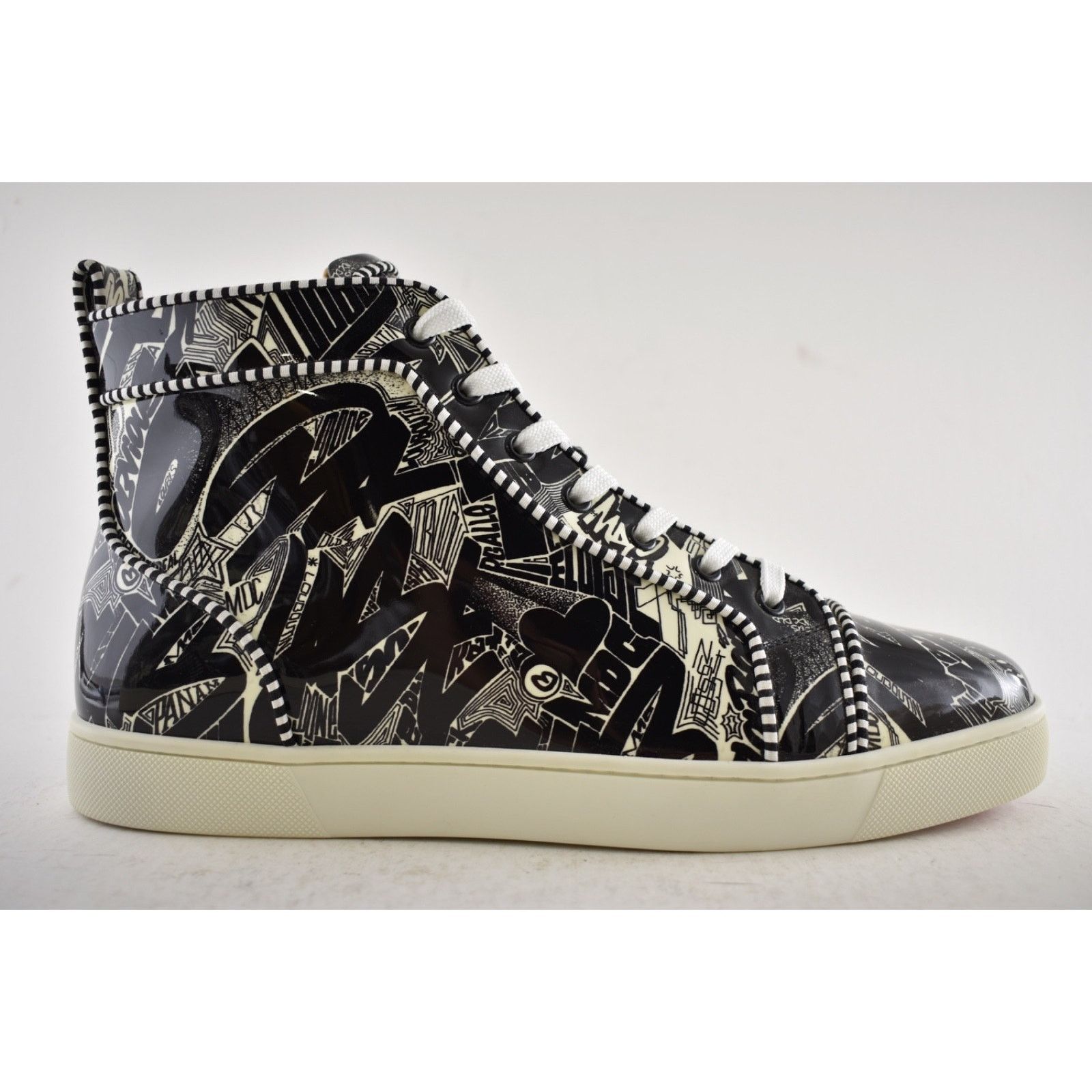 Christian Louboutin Men Louis Orlato Flat Patent Nicograf High Top Sneaker 44 11 Size US 11 / EU 44 - 2 Thumbnail