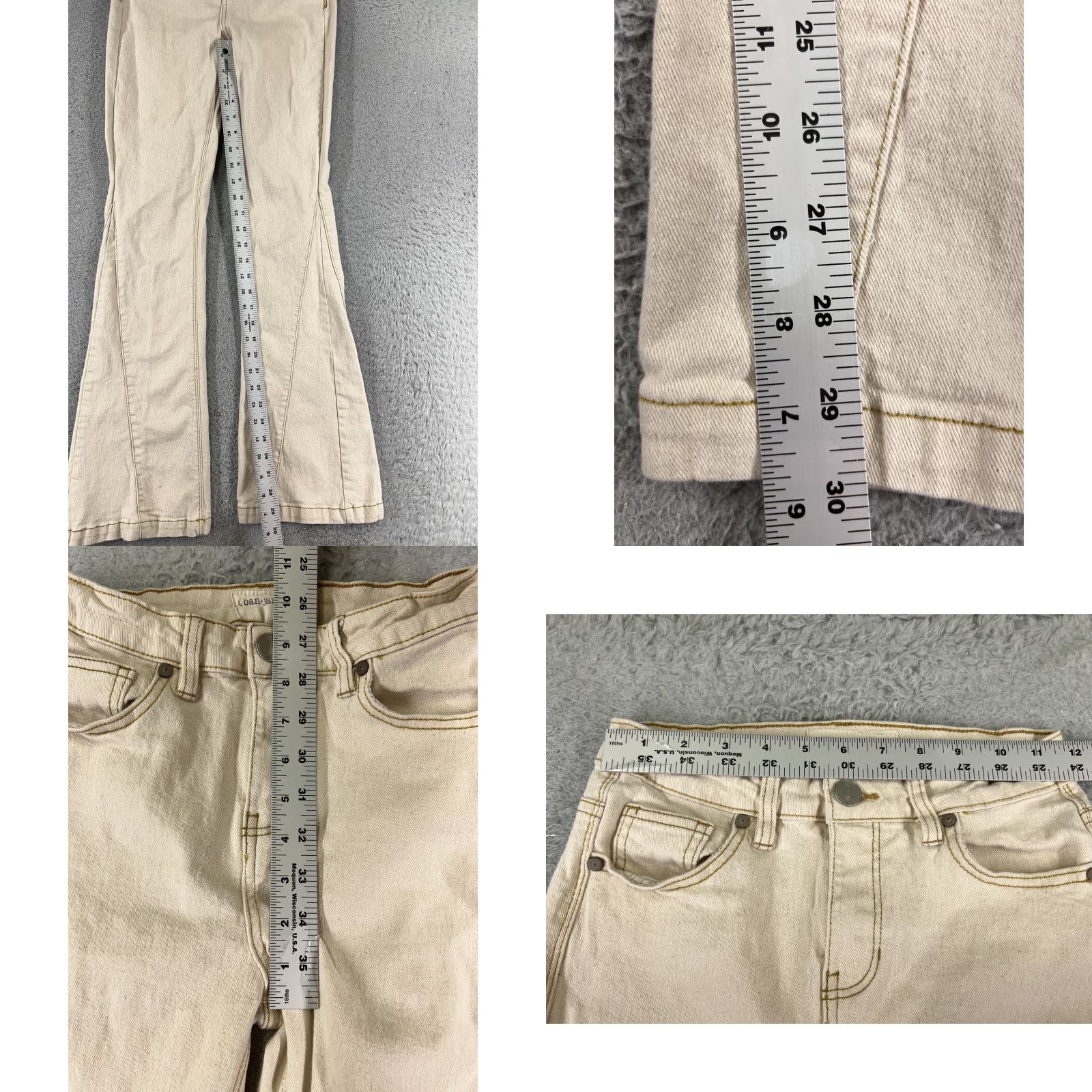 Vintage Ban Jara Jeans Women Beige Denim 22x30 Mid Rise Flared 30 Inseam Cotton Blend 5-Pocket Embroidered Casual Pants Mens? Wait no. End with Womens. Size 25" / US 0 / IT 36 - 8 Thumbnail