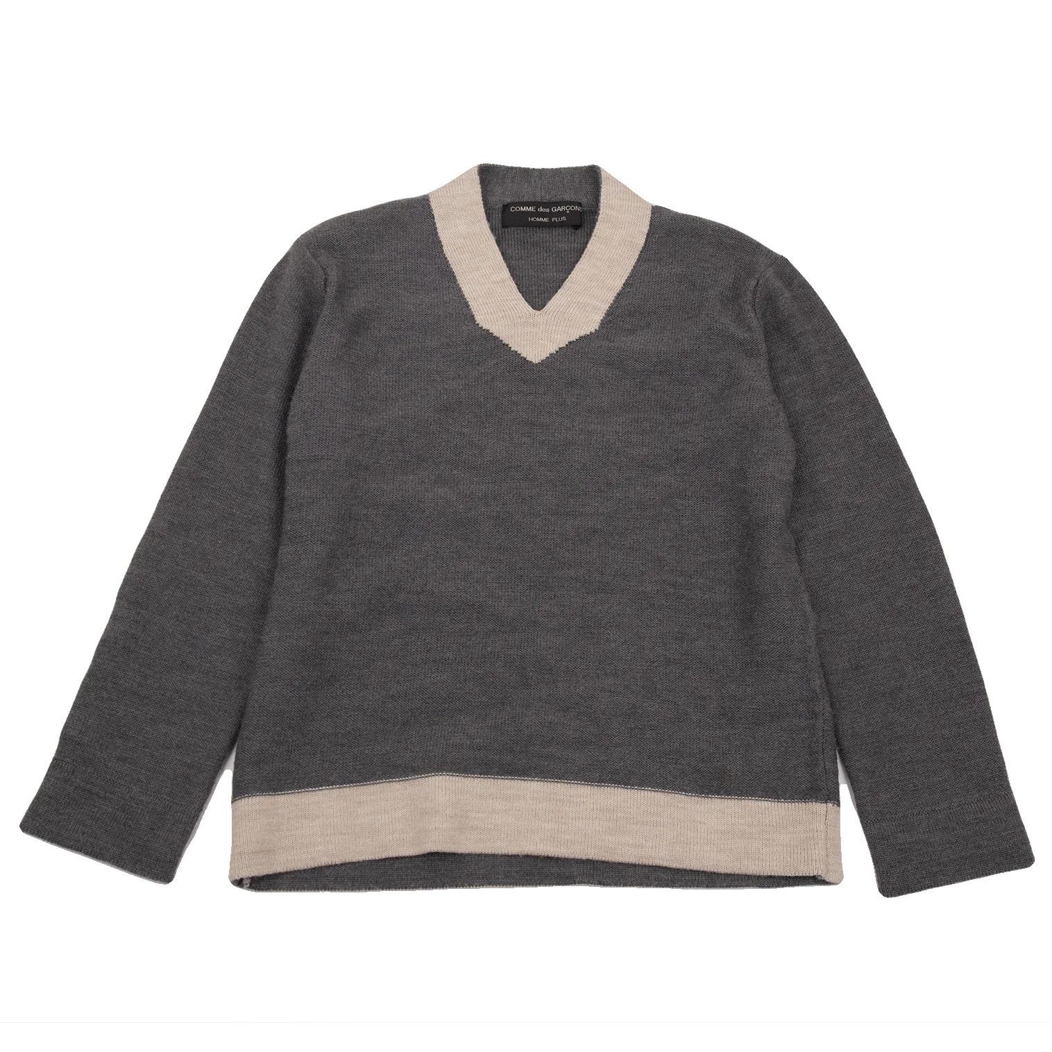Comme des Garcons Homme Plus Wool Chullinden Knit Sweater in Gray Beige, Size M Size US M / EU 48-50 / 2 - 1 Thumbnail