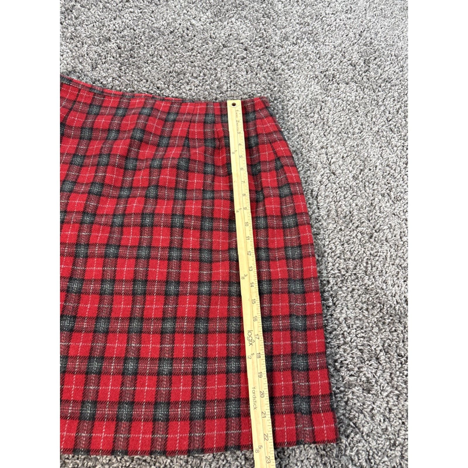 Vintage VINTAGE Savannah Skirt Women Midi Wool Red Buffalo Plaid 90s Tweed Pencil Lined Size 16 Size 38" / US 16 / IT 52 - 2 Thumbnail