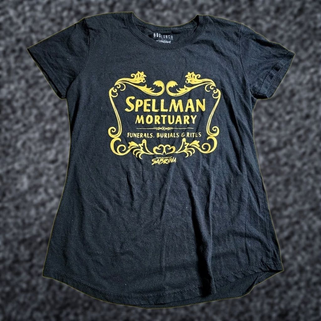 Vintage Womens M Chilling Adventures of Sabrina Spellman Mortuary T Shirt Distressed Shirt Adult M Black Casual Cotton Blend Knit Boxlunch Womens 90s? Size M / US 6-8 / IT 42-44 - 1 Thumbnail