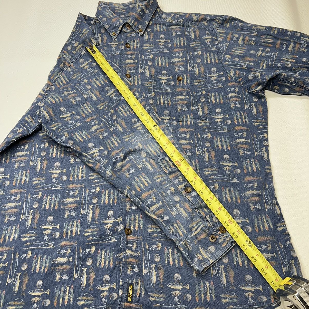 Vintage × Woolrich Woolen Mills VTG Woolrich Shirt Blue Button Down Fish Fishing Long Sleeve Size US L / EU 52-54 / 3 - 17 Thumbnail