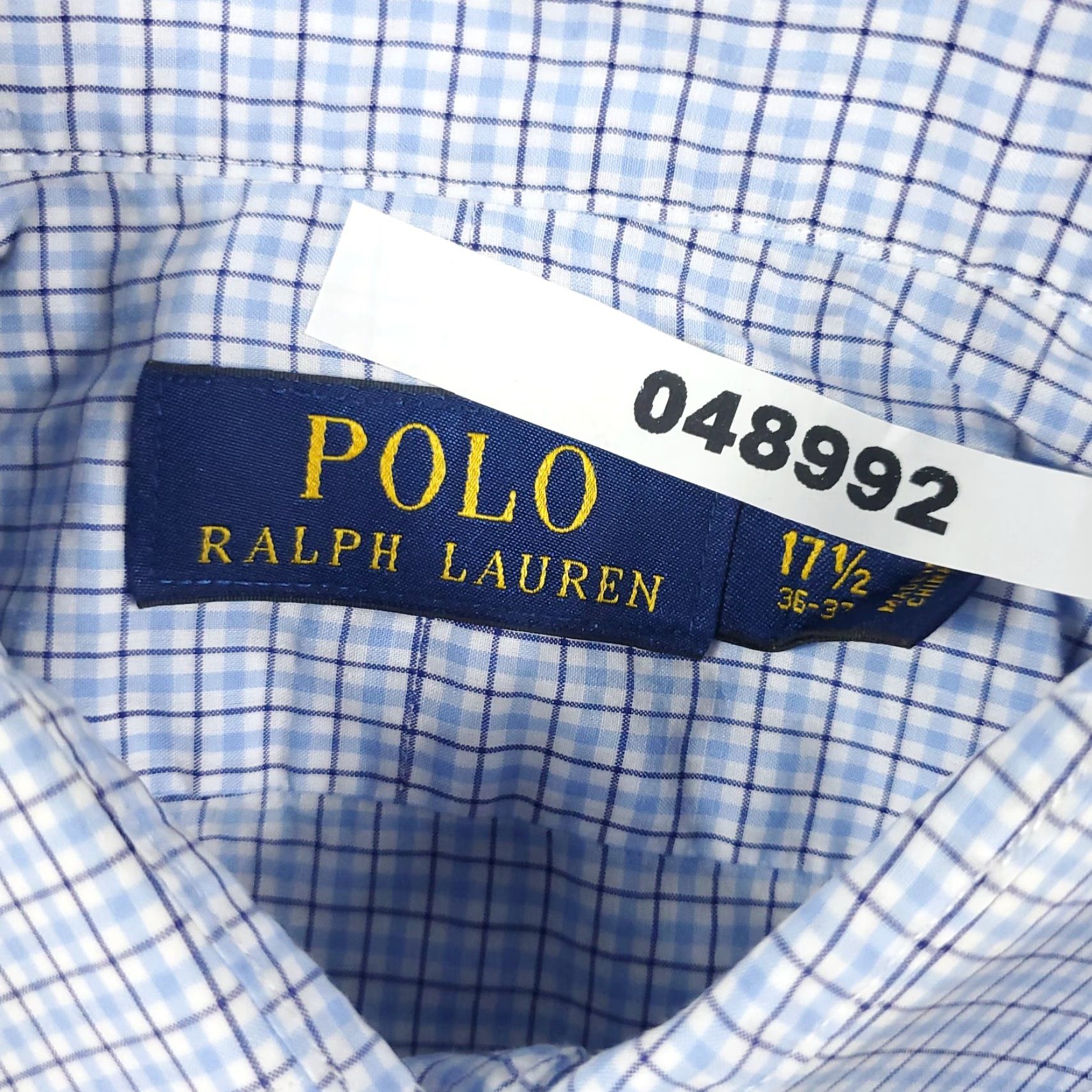 Ralph Lauren Ralph Lauren Shirt Mens 17.5 Blue Plaid Dress Button Up Long Sleeve Size 46R - 7 Thumbnail