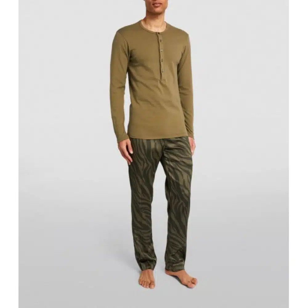 Tom Ford o1loc1c1125 IST4H20 TF Logo Silk Pajama Pant in Green Size US 36 / EU 52 - 2 Thumbnail