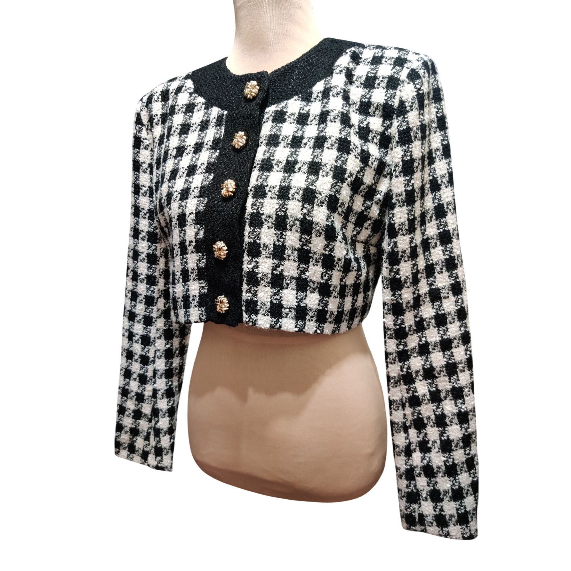 Other Alexia Admor Jacket Size 6 Cropped Tweed Black White Houndst Size M / US 6-8 / IT 42-44 - 12 Thumbnail