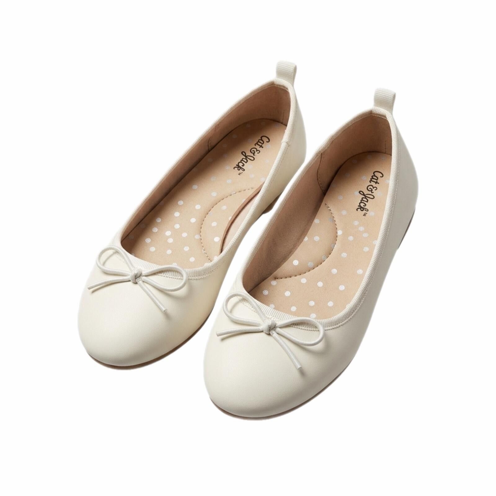 Other Cat & Jack White Ballet Flats with Bow Detail Size 1 Big Kid Size US 4 / IT 34 - 1 Thumbnail