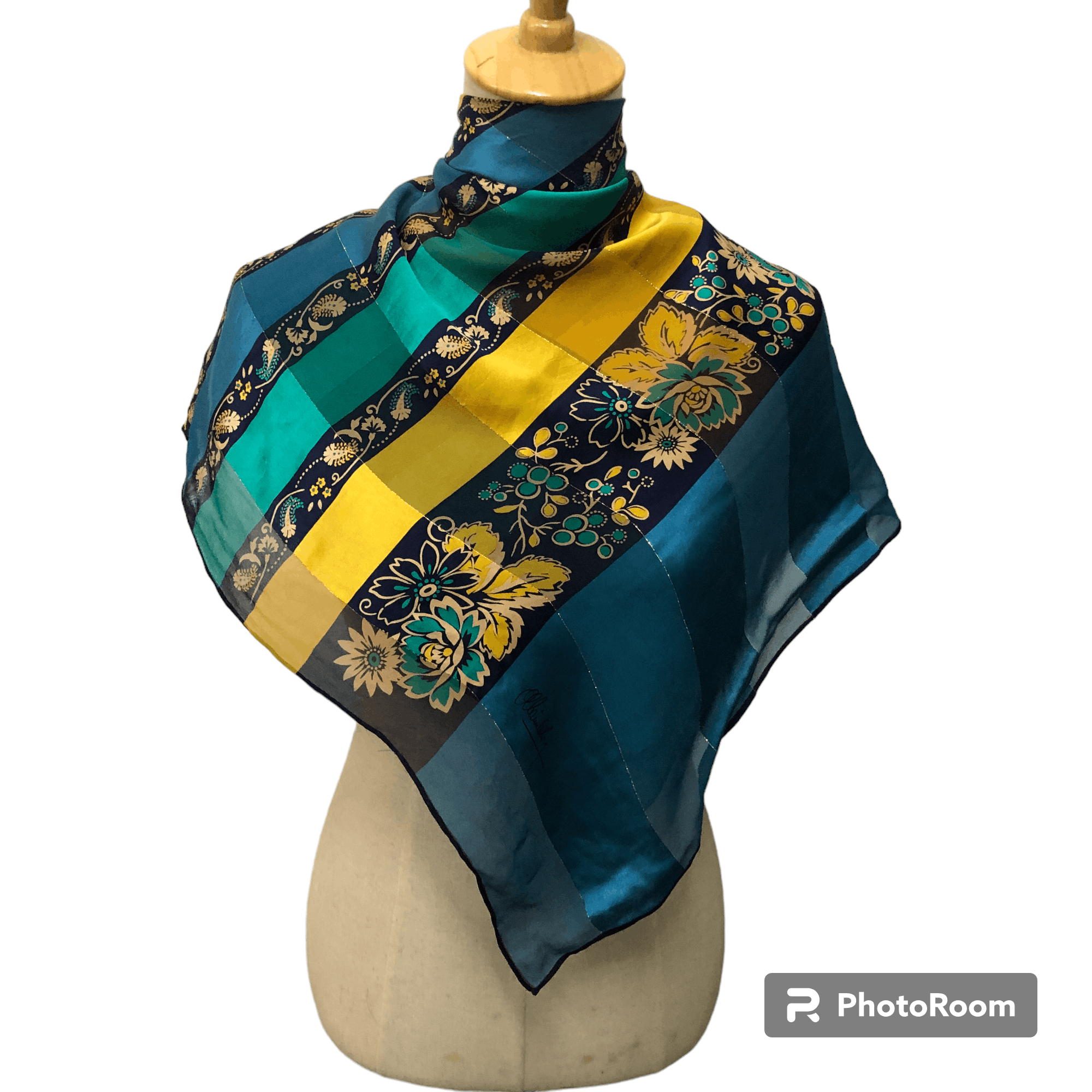 ALAIN DELON Alain Delon Floral Hand Rolled Silk Scarf M1062 Size ONE SIZE - 1 Thumbnail