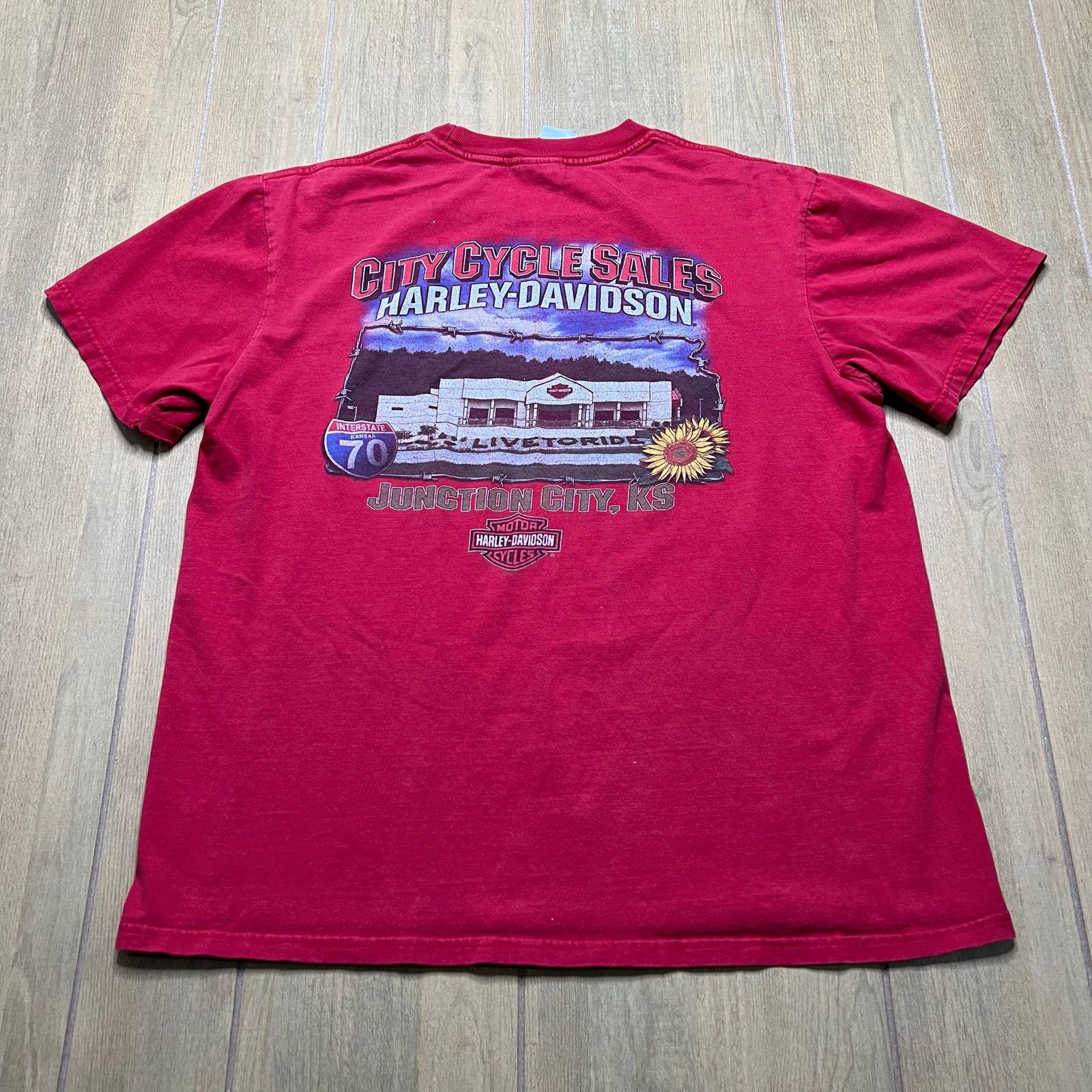 Harley Davidson Vintage Harley-Davidson red t-shirt Sz M/L City Cycle Sales Size US L / EU 52-54 / 3 - 5 Thumbnail