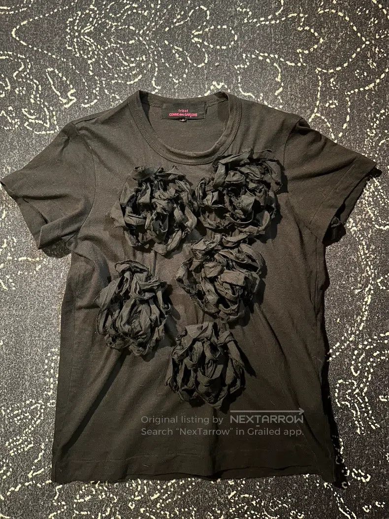 Comme des Garcons Comme Des Garcons Fabric flower short-sleeved shirt black Size S / US 4 / IT 40 - 1 Thumbnail