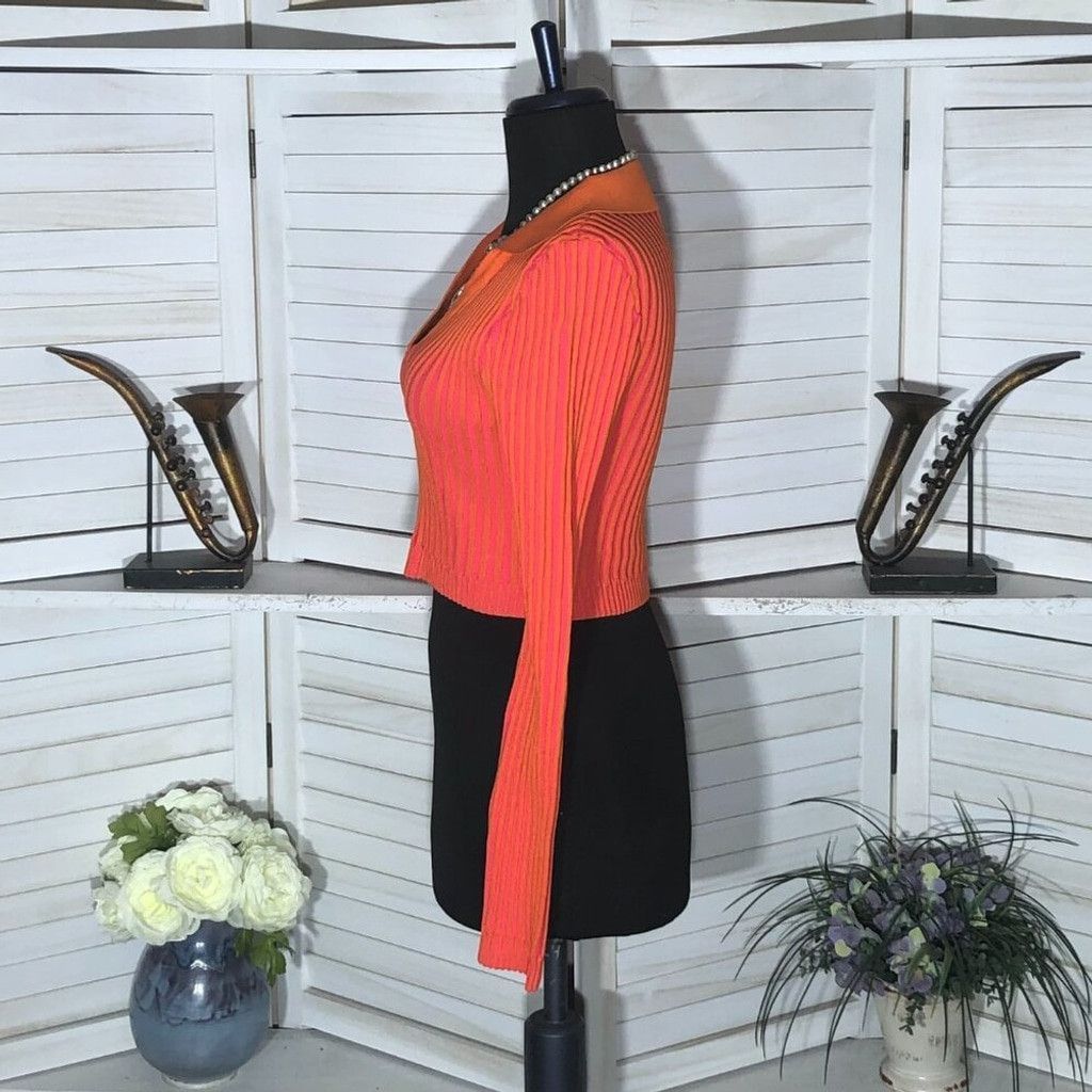 PrettyLittleThing PrettyLittle Thing pink orange knit cropped top stretchy S Size L / US 10 / IT 46 - 10 Thumbnail