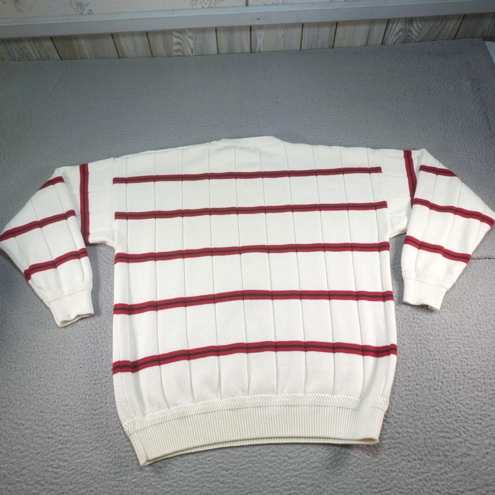 Nautica Nautica Sweater Mens 2XL White Striped Crewneck Knit Pullover Casual Winter Nautical Logo Sailboat Pattern Mens Size US XXL / EU 58 / 5 - 7 Thumbnail