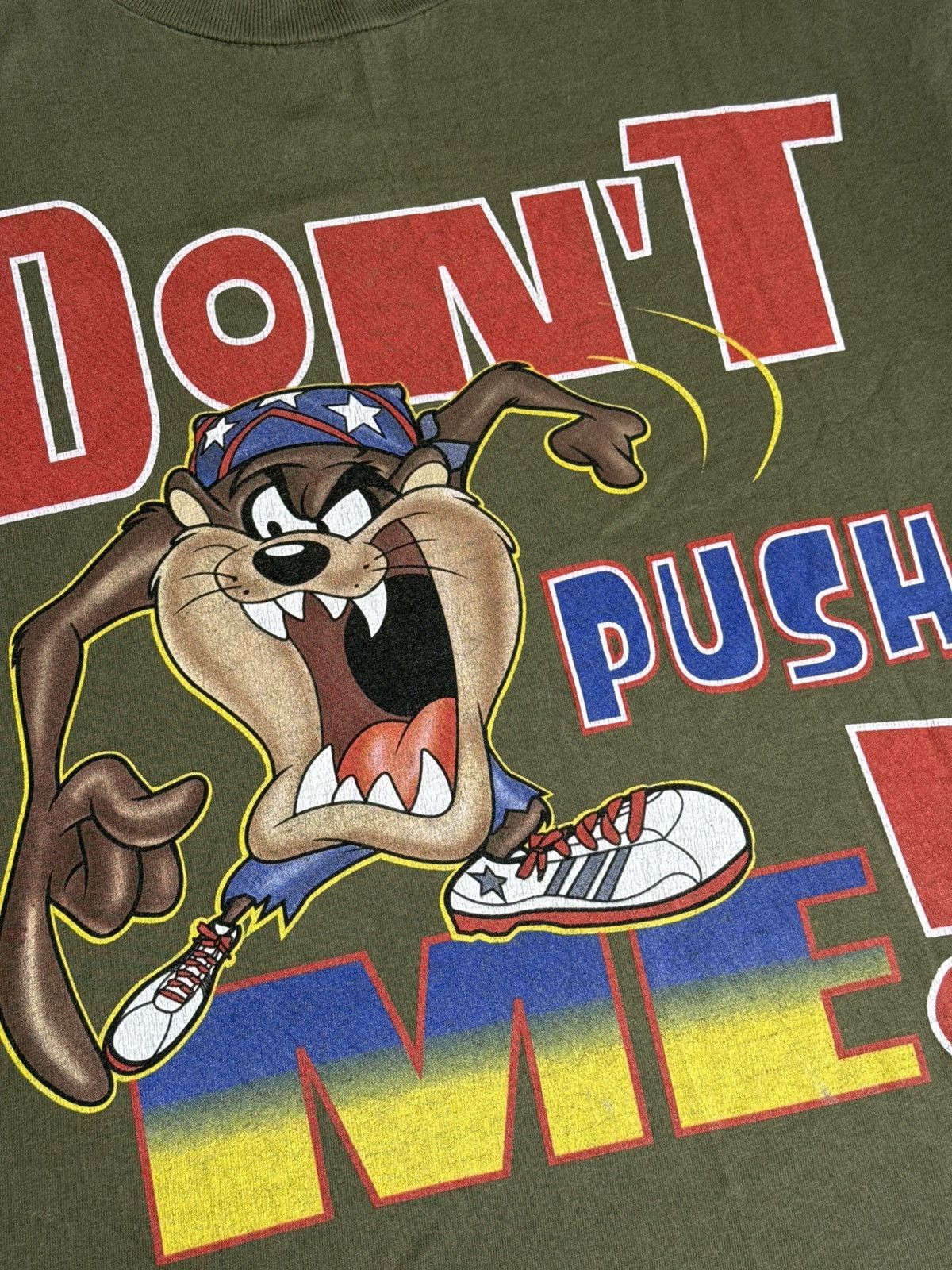 Vintage VINTAGE 2001 Tazmanian Devil Don't Push Me “Olive” [XL] PO Size US XL / EU 56 / 4 - 2 Thumbnail