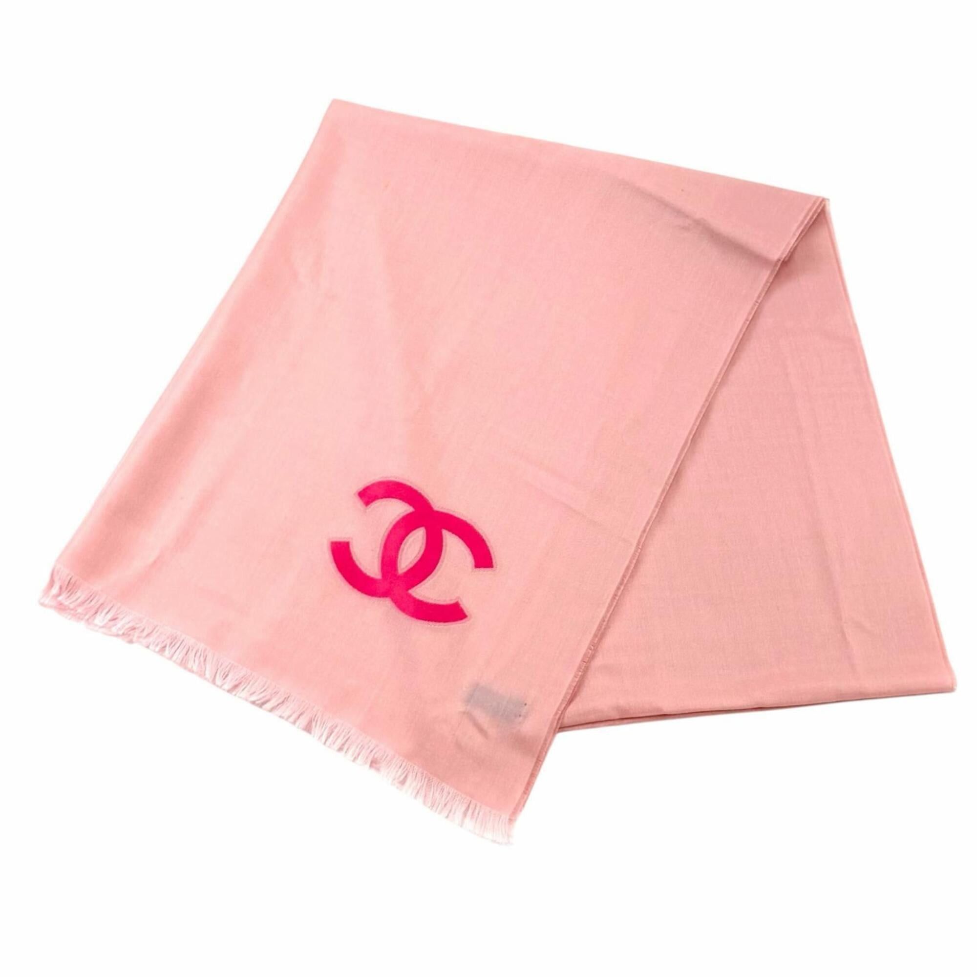 Chanel CHANEL 23C Cashmere Silk Blend Coco Mark Fringe Large Stole/Scarf Shawl Pink Made in Italy Women's with Box Size ONE SIZE - 1 Thumbnail