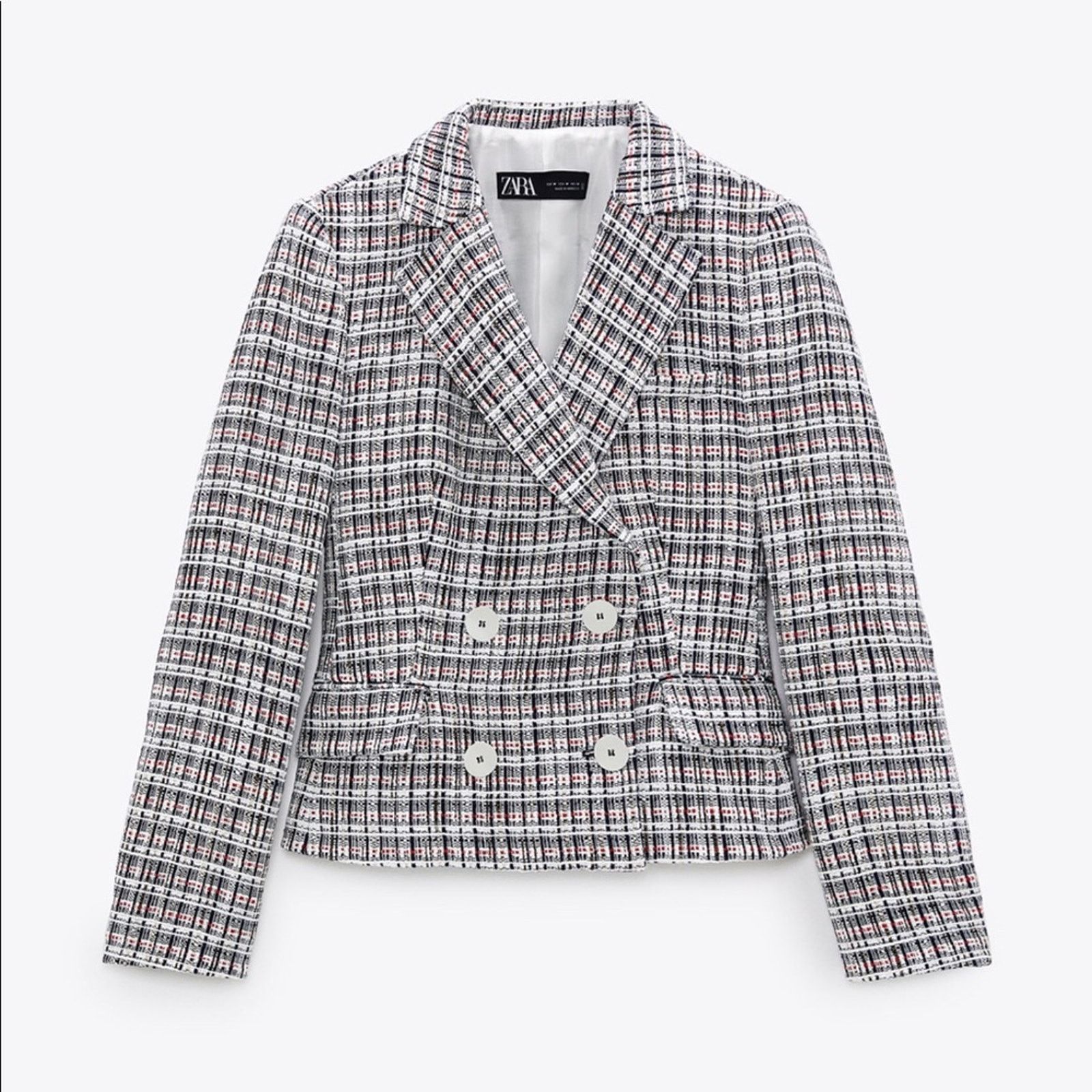 Zara Zara double breasted textured weave jacket blazer Size L / US 10 / IT 46 - 6 Thumbnail