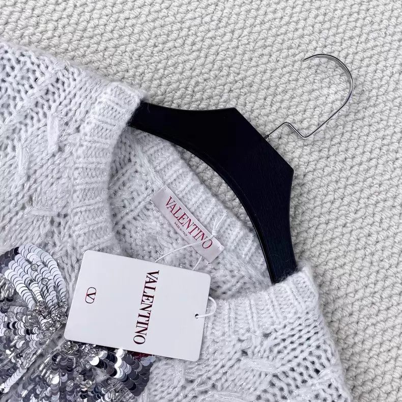Valentino Valentino Mohair-blend bow sequin silver wire knit sweater Size M / US 6-8 / IT 42-44 - 3 Thumbnail