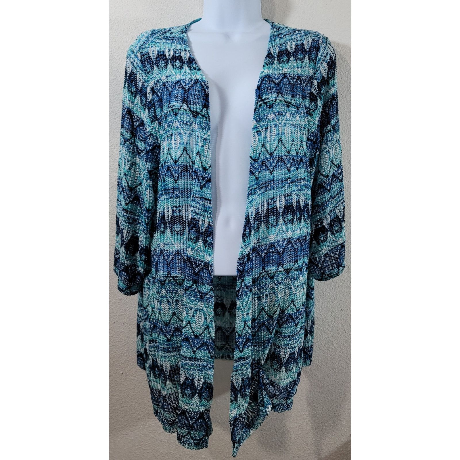 Other Catherines Blue Teal Open Front Cardigan Sweater 14W 16W Size XXL / US 16-18 / IT 52-54 - 1 Thumbnail