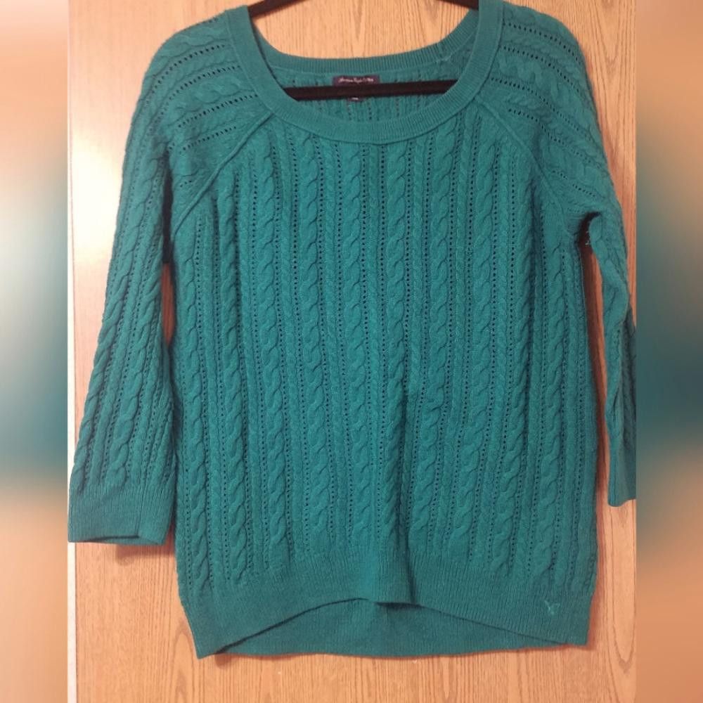 American Eagle Outfitters American Eagle Teal Sweater Size Large Size L / US 10 / IT 46 - 1 Thumbnail