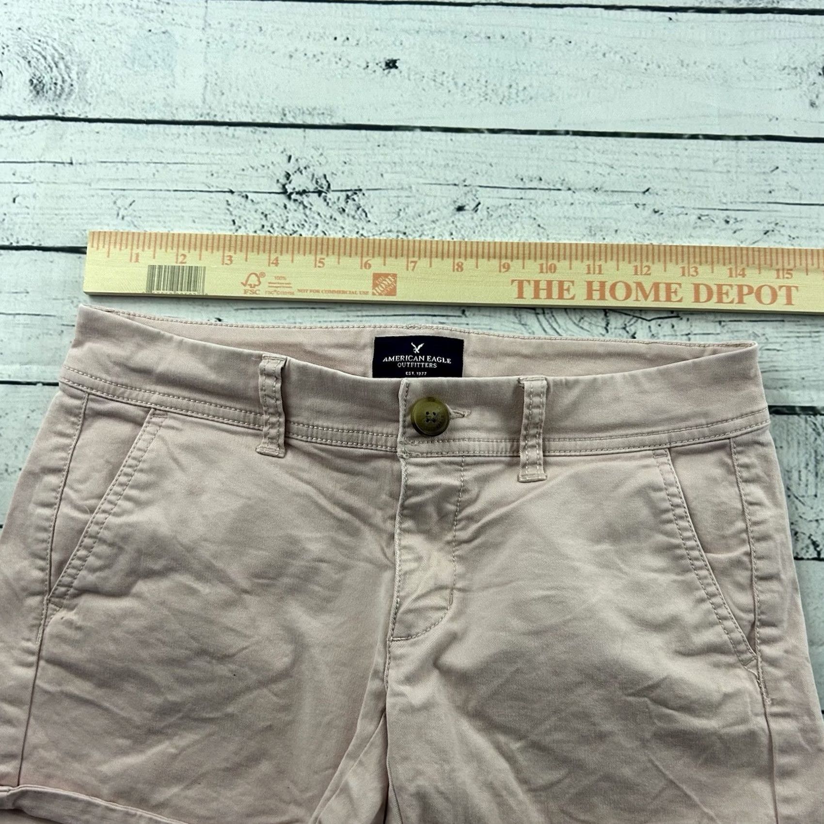 American Eagle Outfitters American Eagle Midi Stretch Shorts Women's 00 Pink Chino Stretch Button-Up Bottoms Womens 00 Pink Size 24" / US 00 / IT 34 - 3 Thumbnail