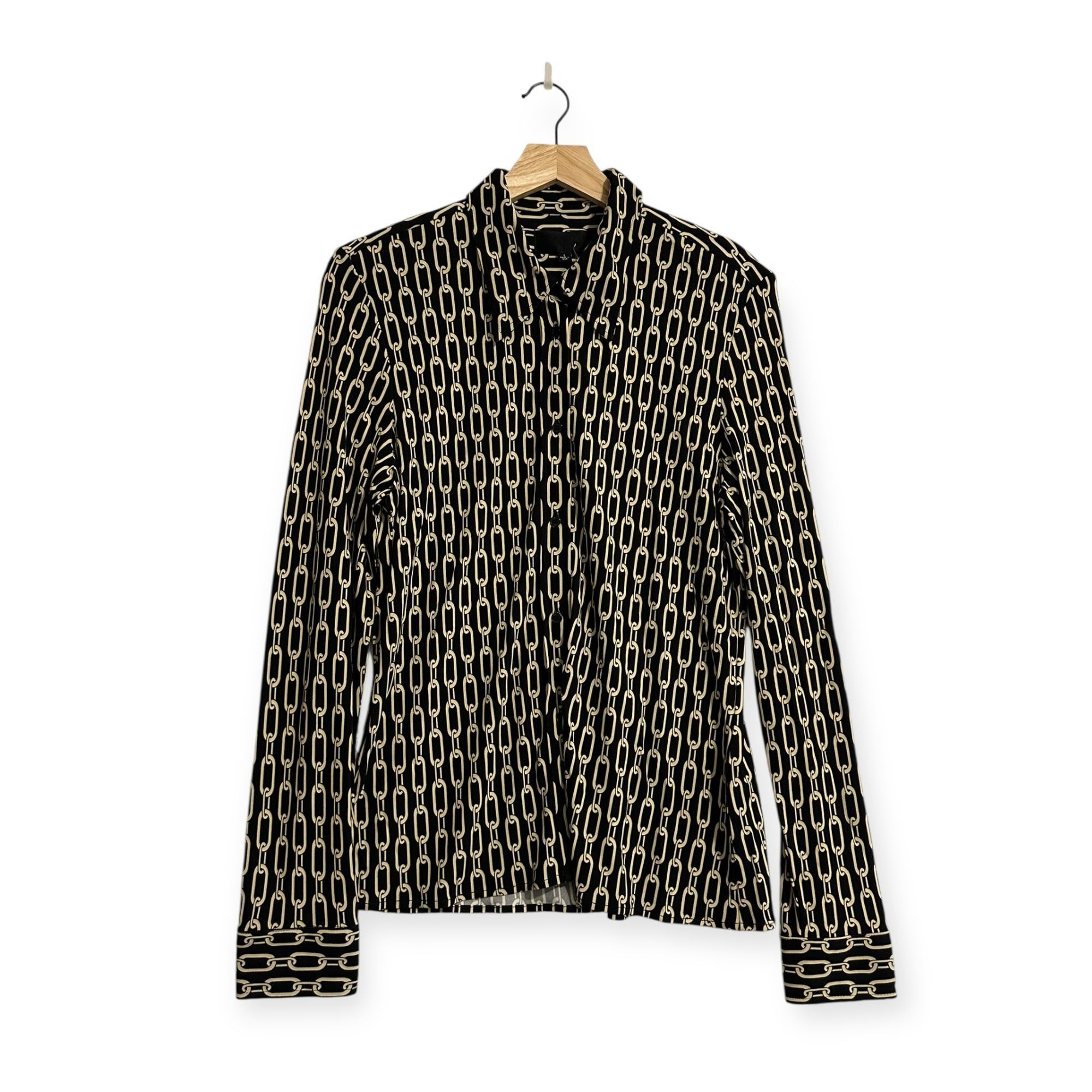 Nili Lotan NILI LOTAN Celestine Print Shirt, Small Chain Print, Size L, Size L / US 10 / IT 46 - 1 Thumbnail