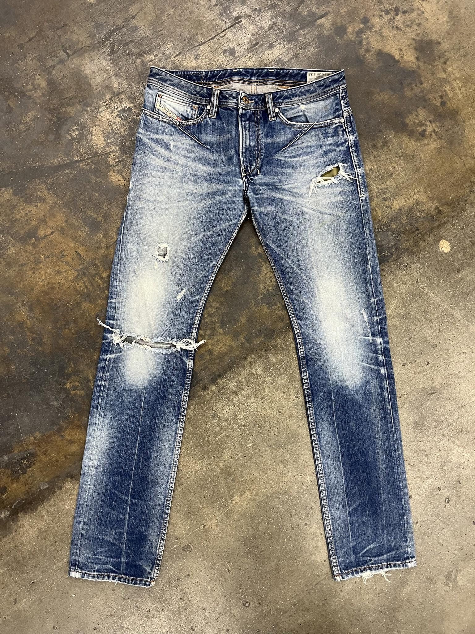 image of Y2K Diesel Industry Thrashed Skinny Jeans in Bue, Men's (Size 30)