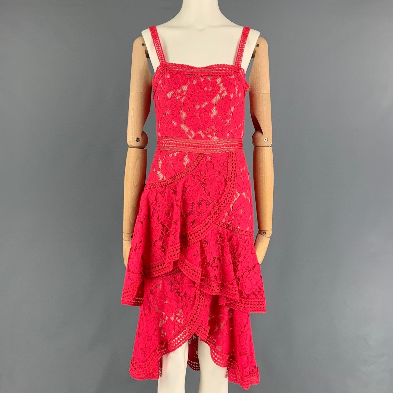 Alice + Olivia ALICE + OLIVIA Raspberry Cotton Nylon Lace A-Line Dress Size XS / US 0-2 / IT 36-38 - 1 Thumbnail