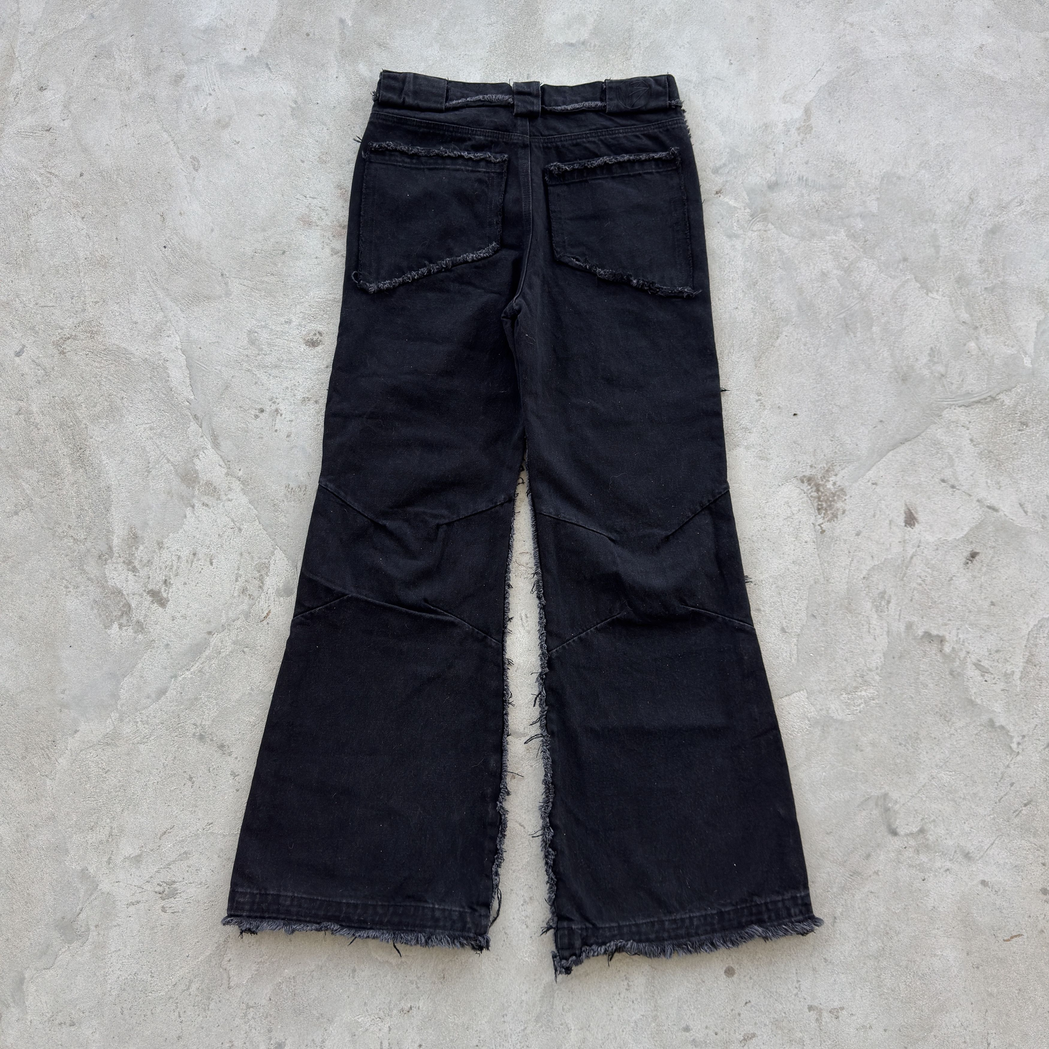 No Faith Studios No Faith Studios Black Frayed Patchwork Flared Jeans M Size 32" / US 10 / IT 46 - 2 Thumbnail