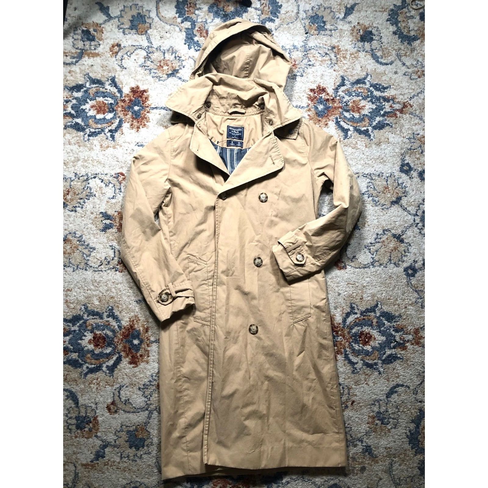 Abercrombie & Fitch Abercrombie & Fitch Trench Coat Women’s Size Small Beige Long Button Belted Pockets All Seasons Fall Spring Y2K Size S / US 4 / IT 40 - 2 Thumbnail