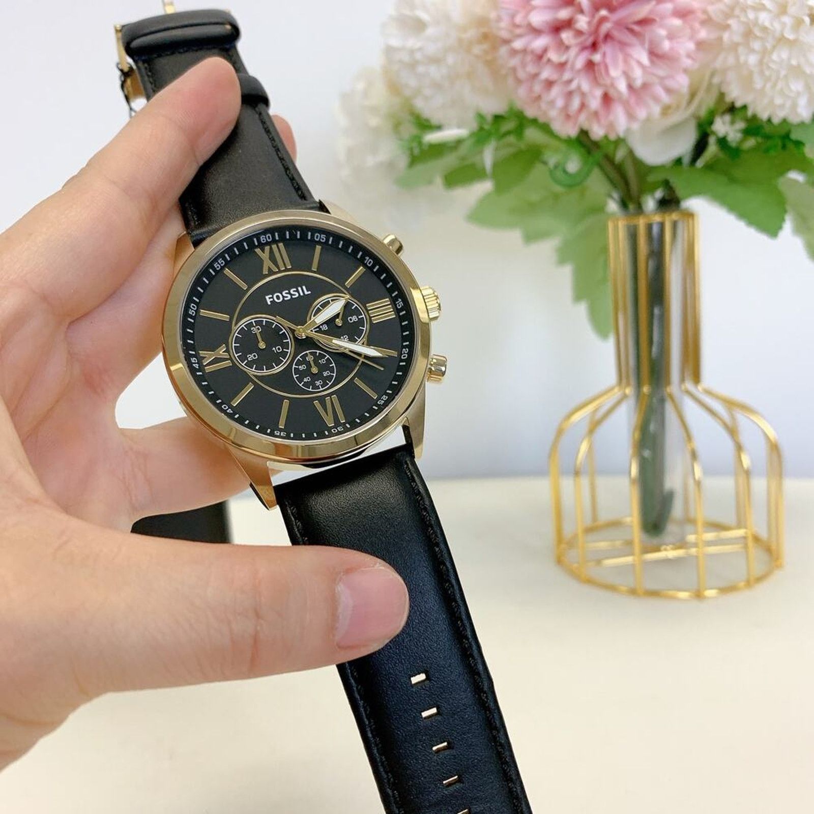 Fossil Fossil BQ2823 Flynn Chronograph Black Leather Watch Size ONE SIZE - 5 Thumbnail
