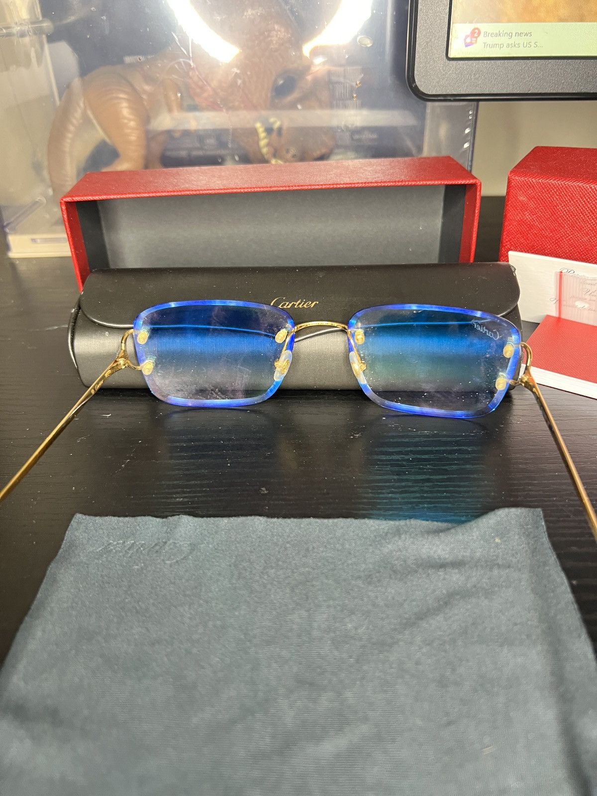 Cartier cartier c de sunglasses rimless glasses blue two tone18kGold Size 36 - 6 Thumbnail