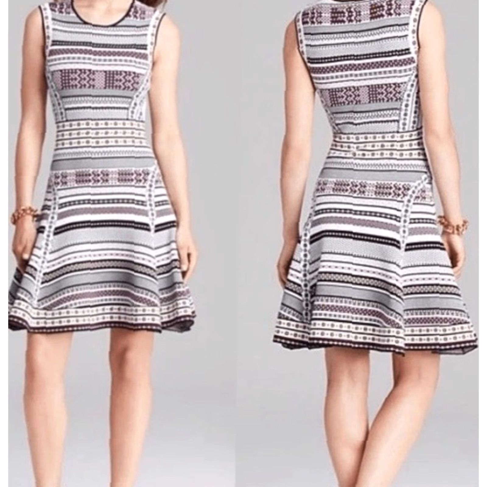 Diane von Furstenberg Diane Von Furstenberg DVF ELEANOR Jacquard A Line Dress Sz S EUC Sleeveless Midi Multicolor Women's Size S / US 4 / IT 40 - 2 Thumbnail