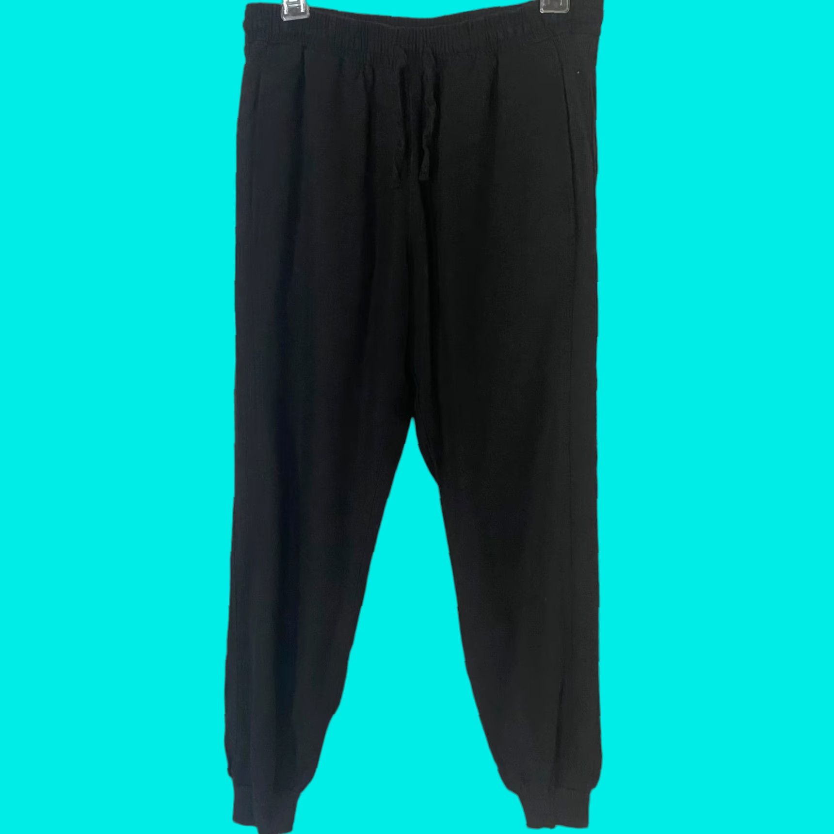 Vintage Love Tree Linen Blend Jogger Pants Drawstring Waist Women's Small Black Comfort Size 28" / US 6 / IT 42 - 1 Thumbnail