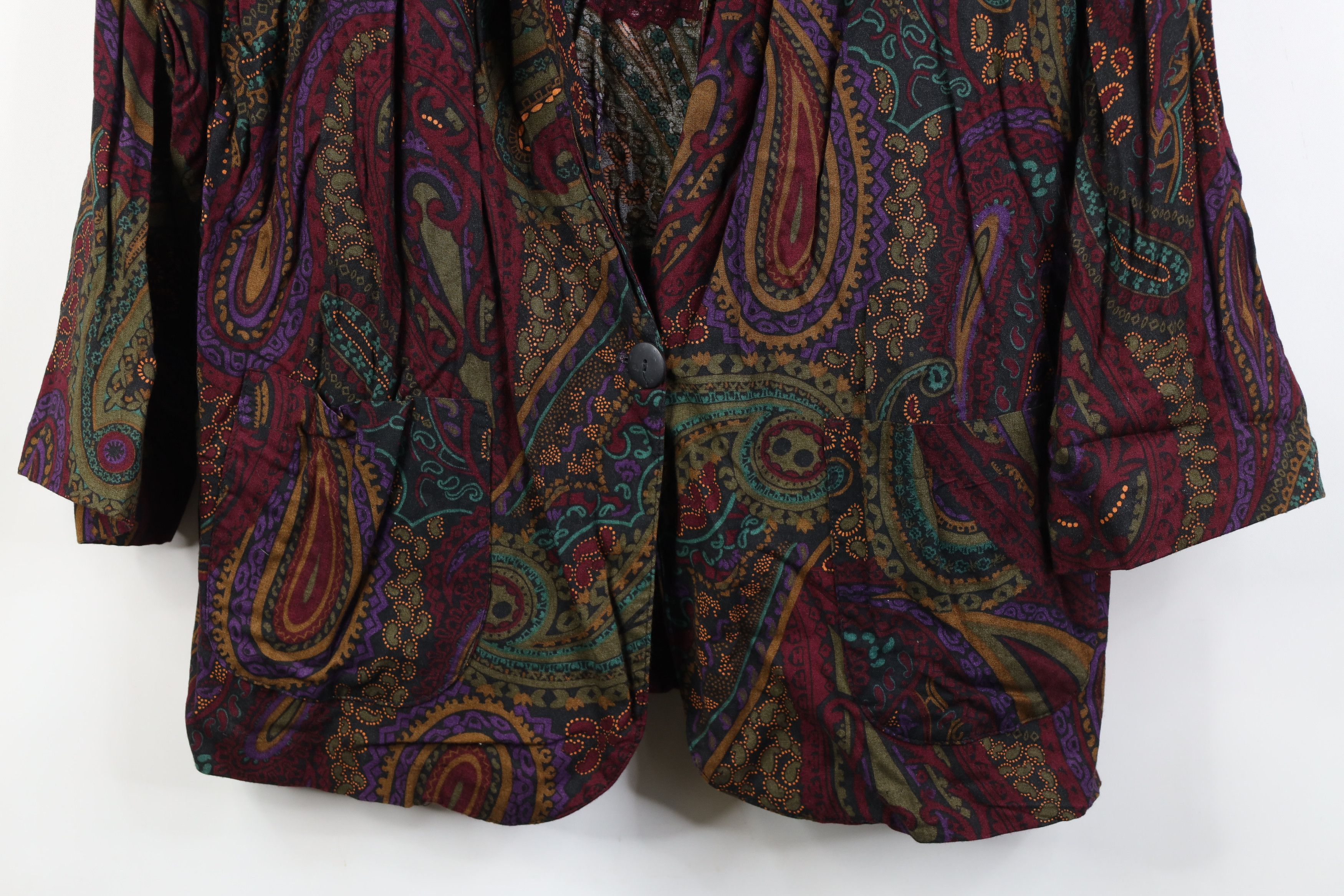 Vintage Vintage 90s Streetwear Gabardine Paisley Blazer Jacket USA Size 3XL / US 20-22 - 3 Thumbnail
