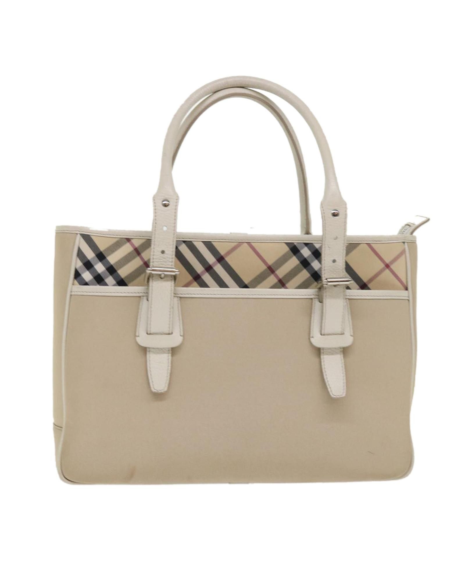 image of Burberry Beige Nylon Shoulder Bag With Leather Accents, Women's