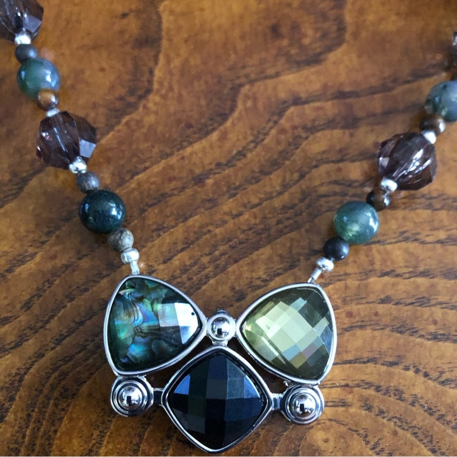 Handmade Handcrafted faceted pendant agate and jasper stone necklac Size ONE SIZE - 9 Thumbnail