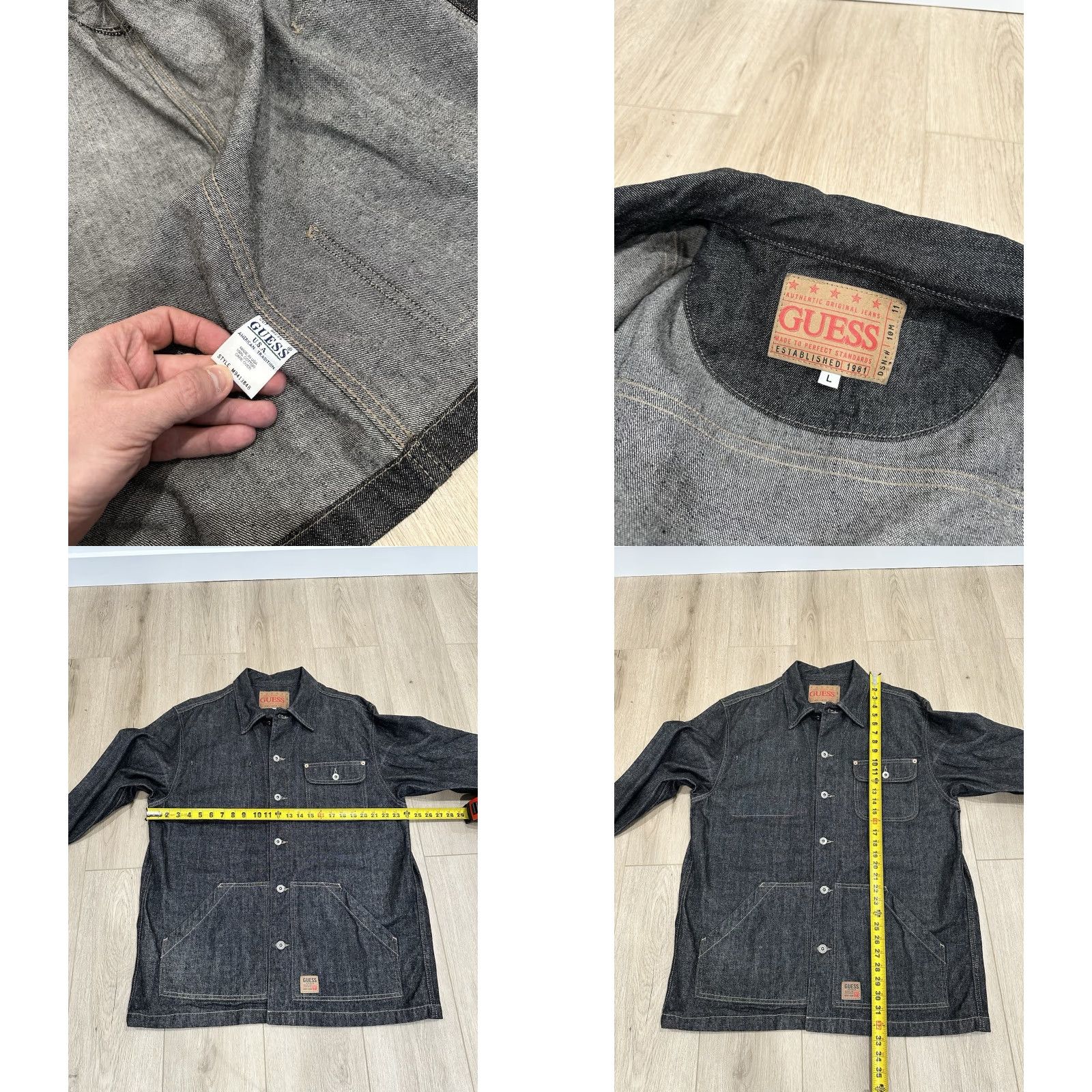 Guess VINTAGE Guess Jeans Mens L Denim Chore Barn Coat Jacket Workwear USA Size US 33 - 8 Thumbnail