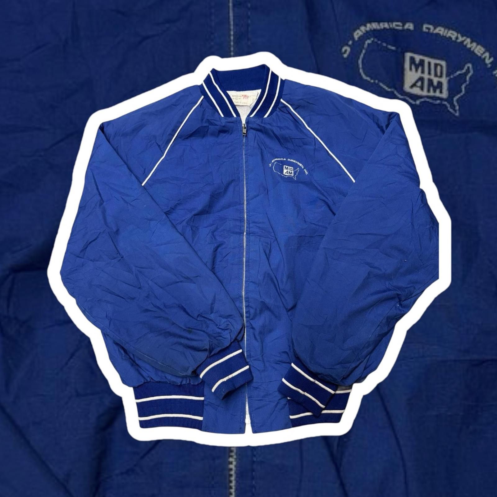 Designer Vintage King Louie Blue Bomber Jacket Size US L / EU 52-54 / 3 - 1 Thumbnail