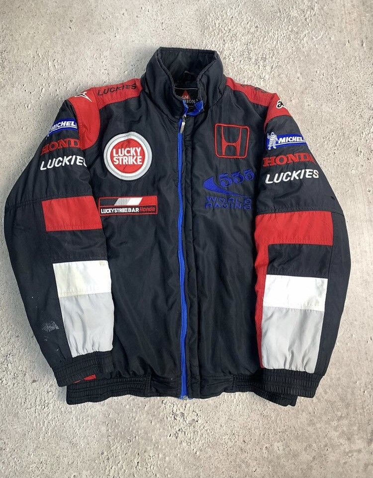 image of Formula Uno x Racing Vintage Lucky Strike Jacket Bomber Red Bull F1 Racing in Black/Red (Size XL)