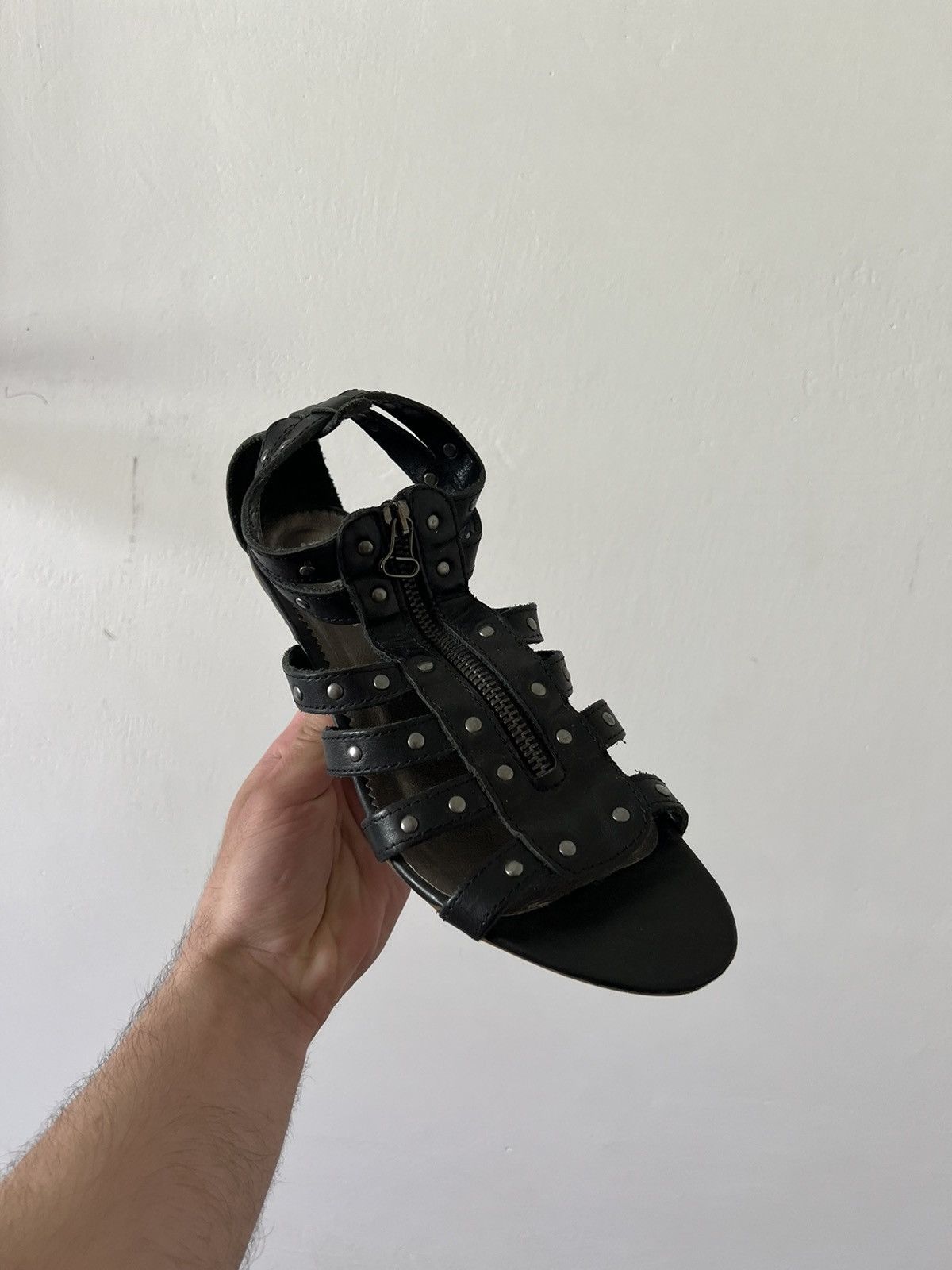 A.S.98 × Vintage Vintage as98 style avant garde leather sandals 90s Size US 9 / IT 39 - 1 Thumbnail