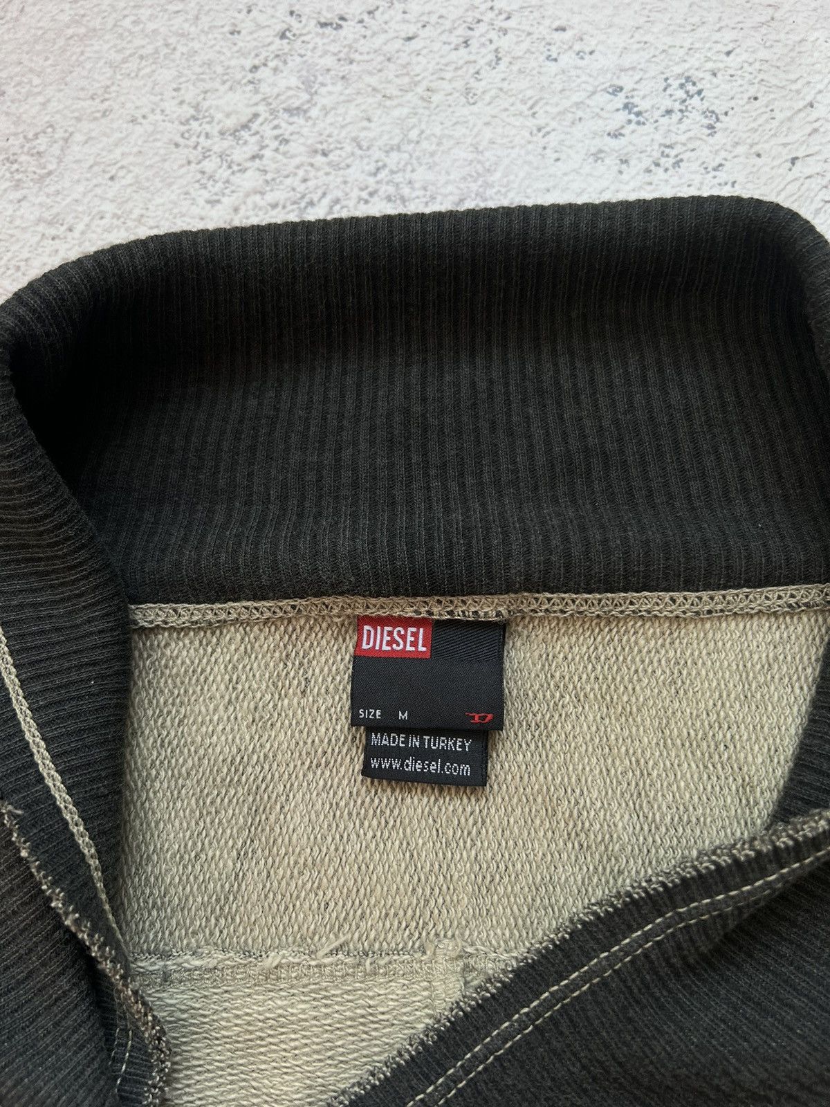 Diesel Archive Distressed Zip Up Top Jumper Y2K Grunge