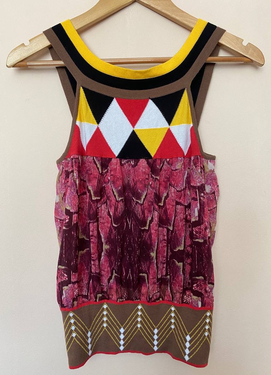 Just Cavalli Just Cavalli Knit & Silk Mixed Fabric Brown Top Size S / US 4 / IT 40 - 1 Thumbnail