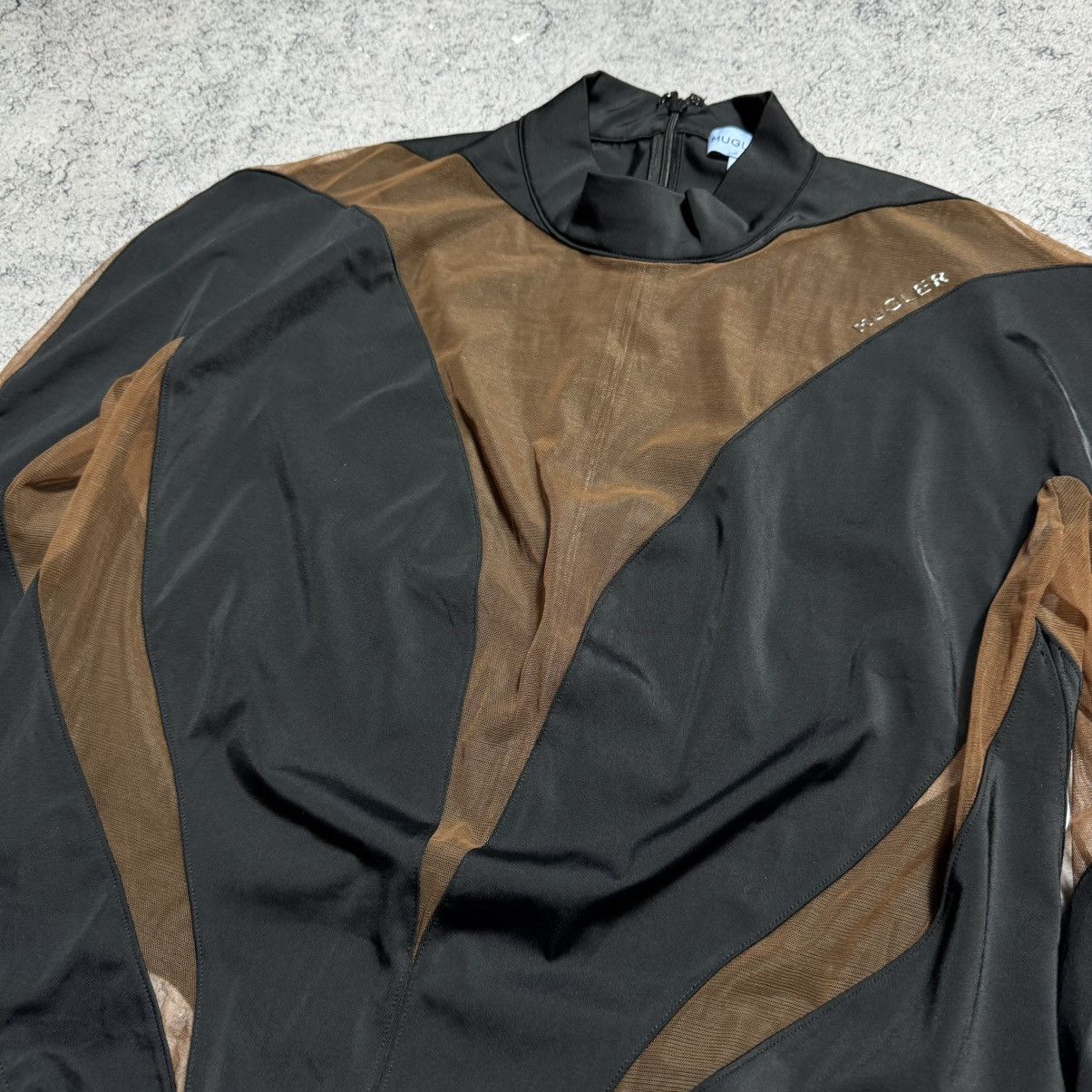 H&M × Mugler Rare Mugler X H&M Black Mesh Panel Bodysuit Size XL / US 12-14 / IT 48-50 - 3 Thumbnail