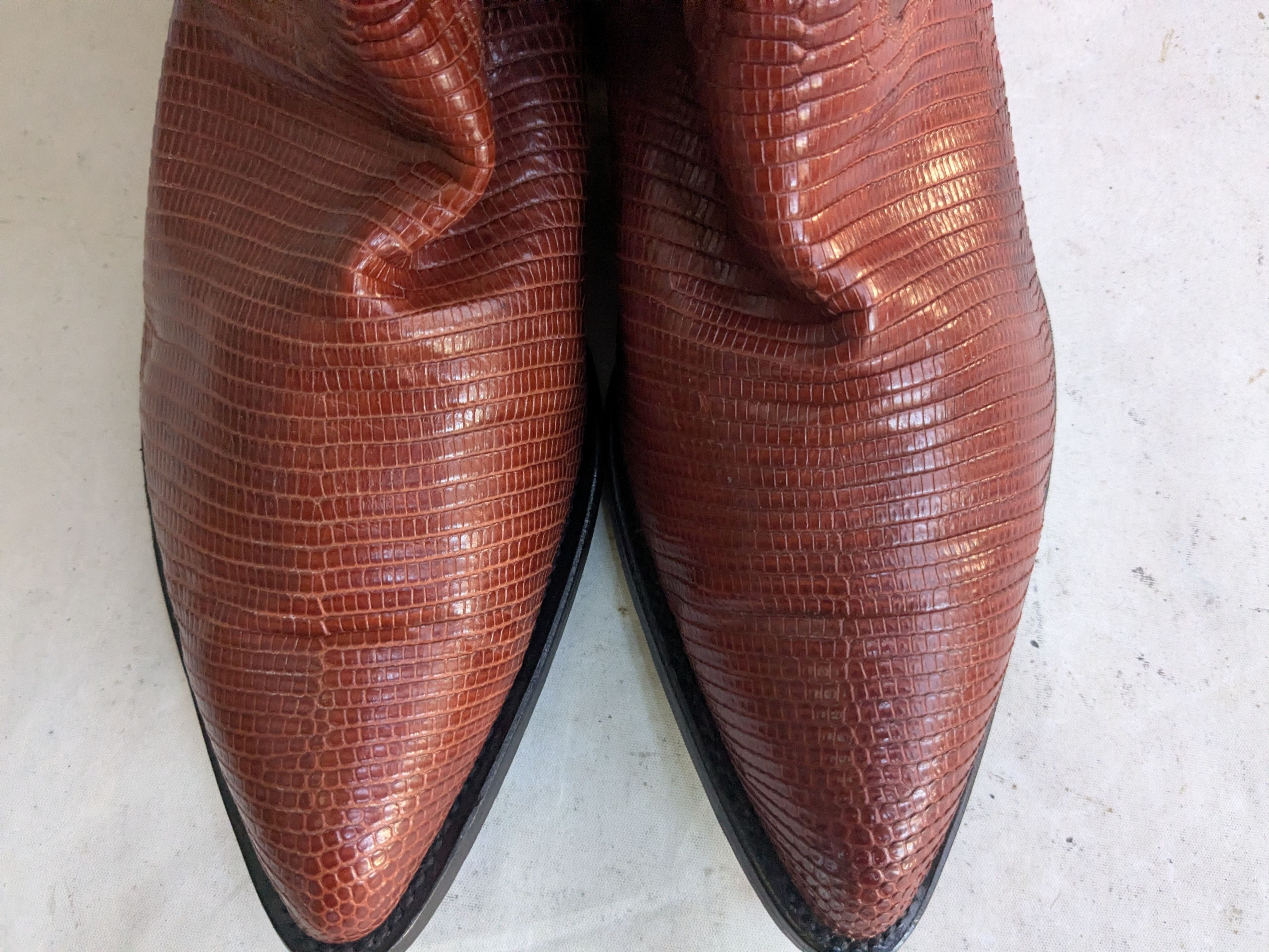 Genuine Leather Lizard Cowboy Boots Brown 11.5 EE Wide Mexico Botas Western Size US 11.5 / EU 44-45 - 6 Thumbnail
