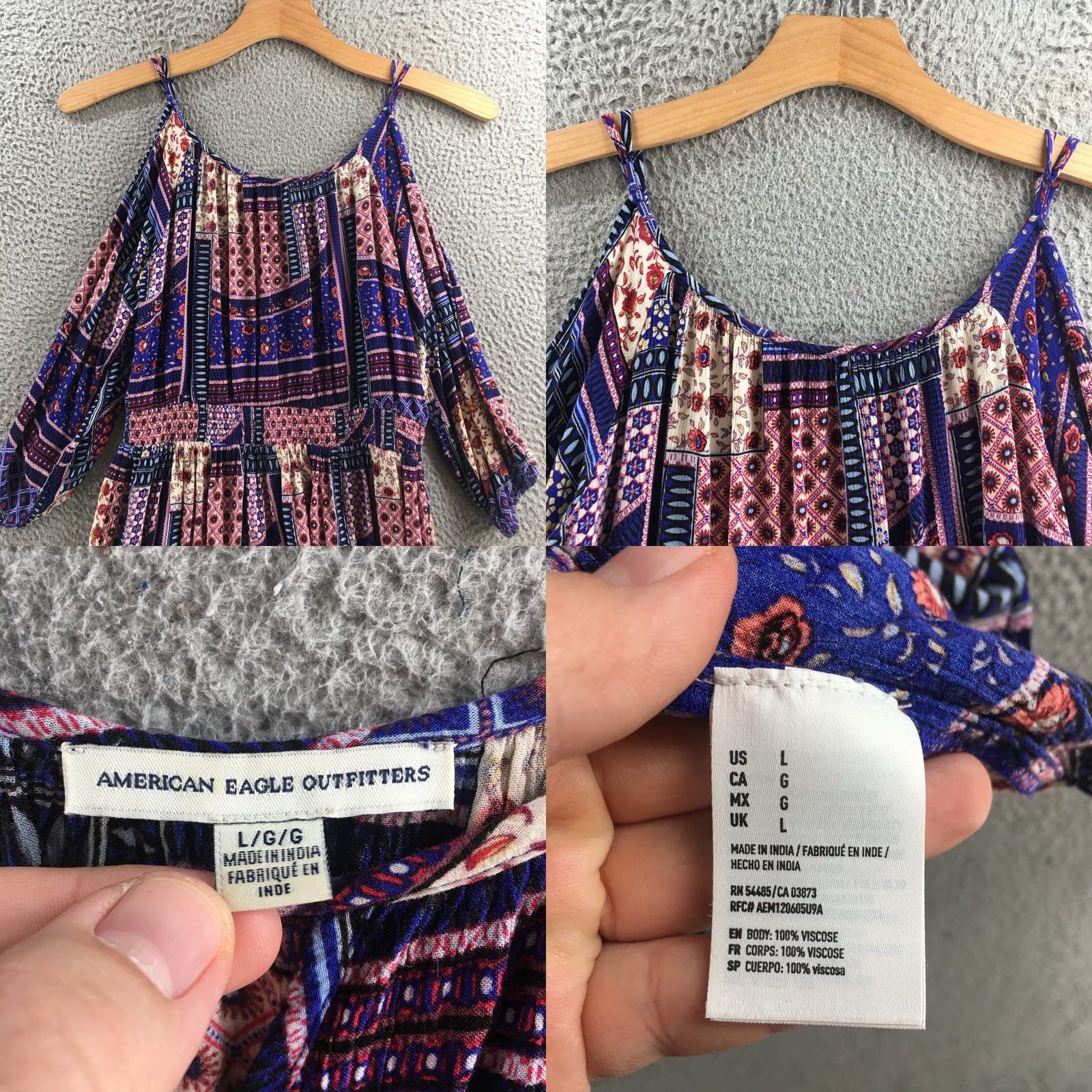 American Eagle Outfitters American Eagle Outfitters Patchwork Cold Shoulder Dress Womens L Multicolor Size L / US 10 / IT 46 - 8 Thumbnail