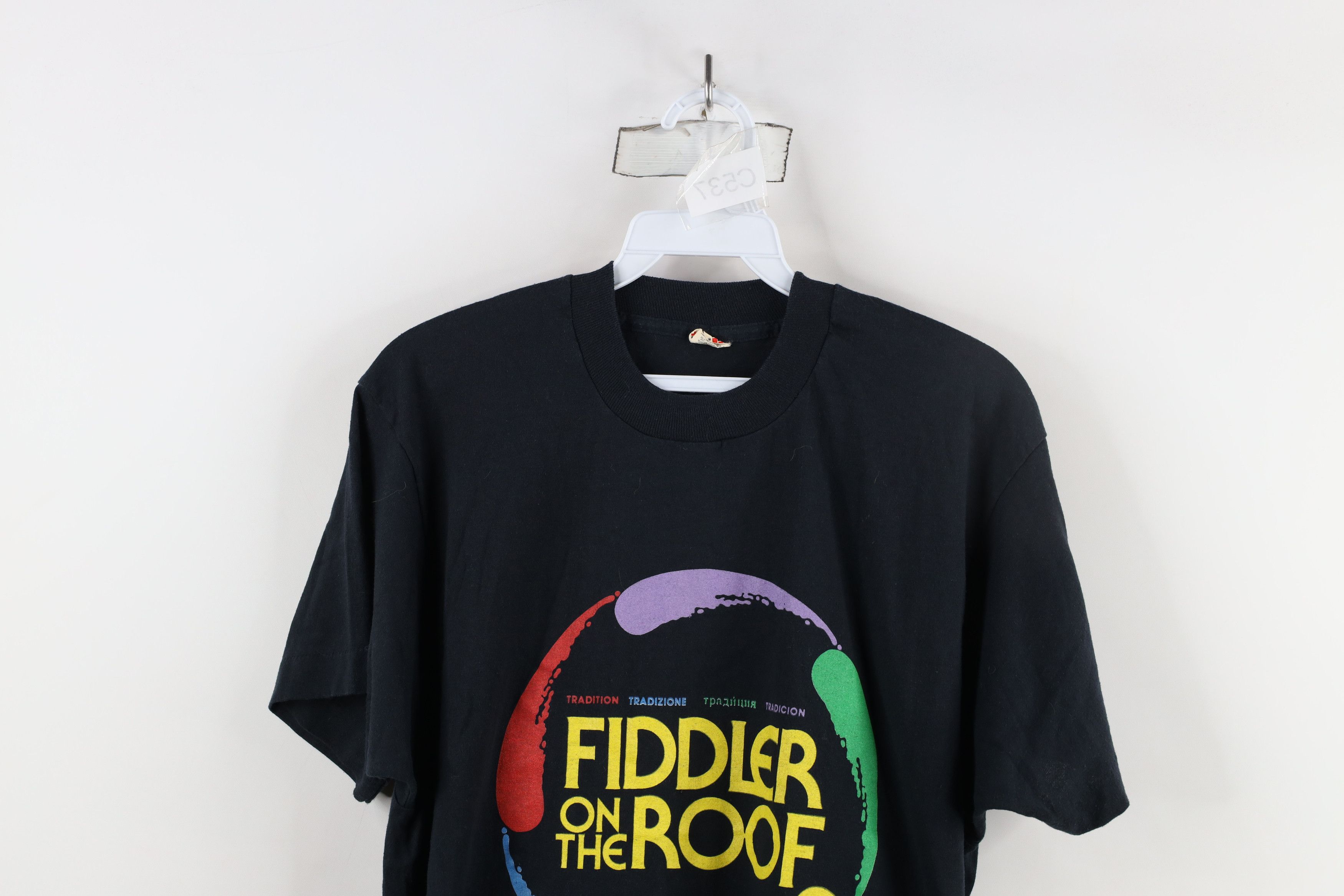 Vintage Vintage 80s Spell Out Play Fiddler On The Roof T-Shirt USA Size L / US 10 / IT 46 - 2 Thumbnail