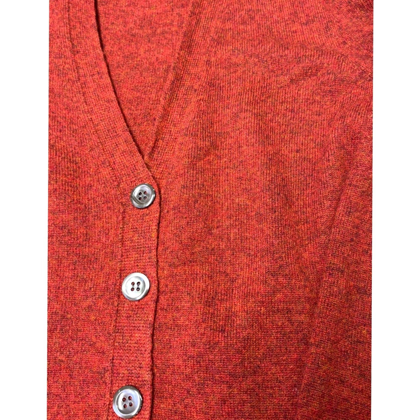 J.Crew VINTAGE J.Crew Collection Cardigan Sweater Womens S Cashmere Red Orange - Italian Knit, V-Neck, 6-Button Size S / US 4 / IT 40 - 2 Thumbnail