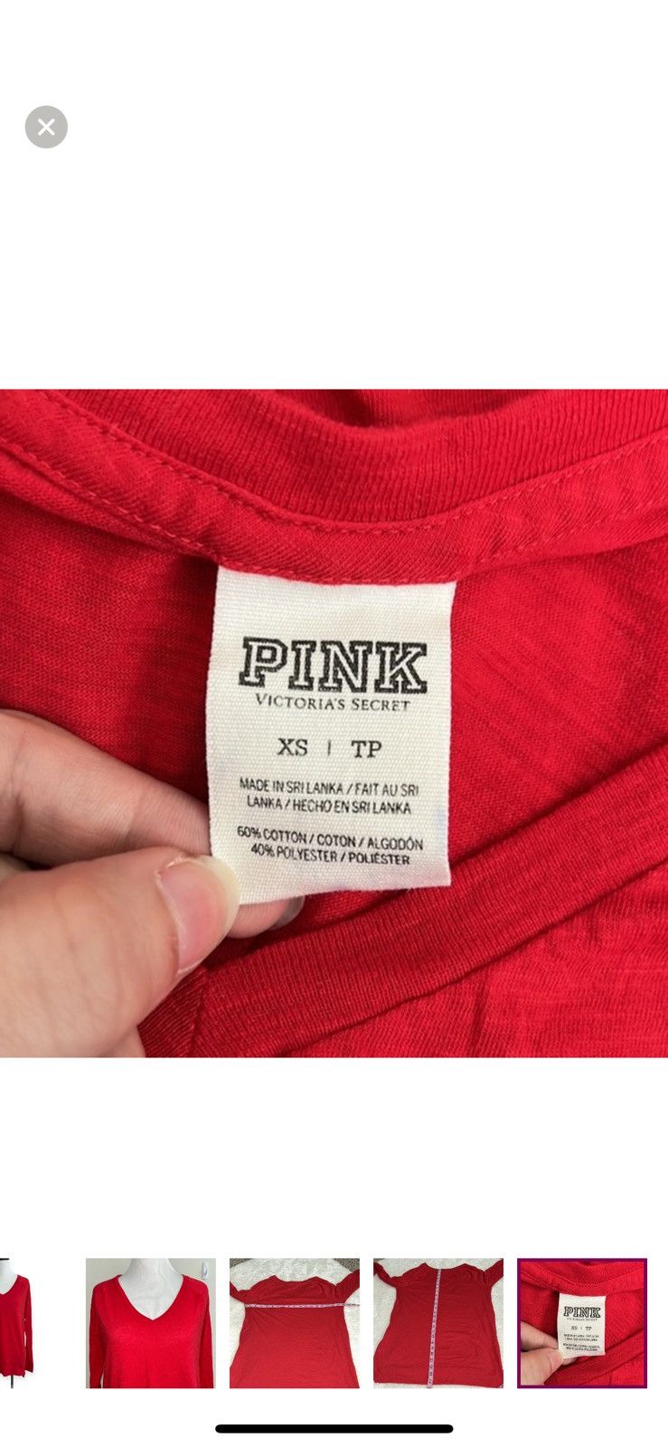 Pink Pink Victoria’s Secret XS red long sleeved tee Size XS / US 0-2 / IT 36-38 - 4 Thumbnail